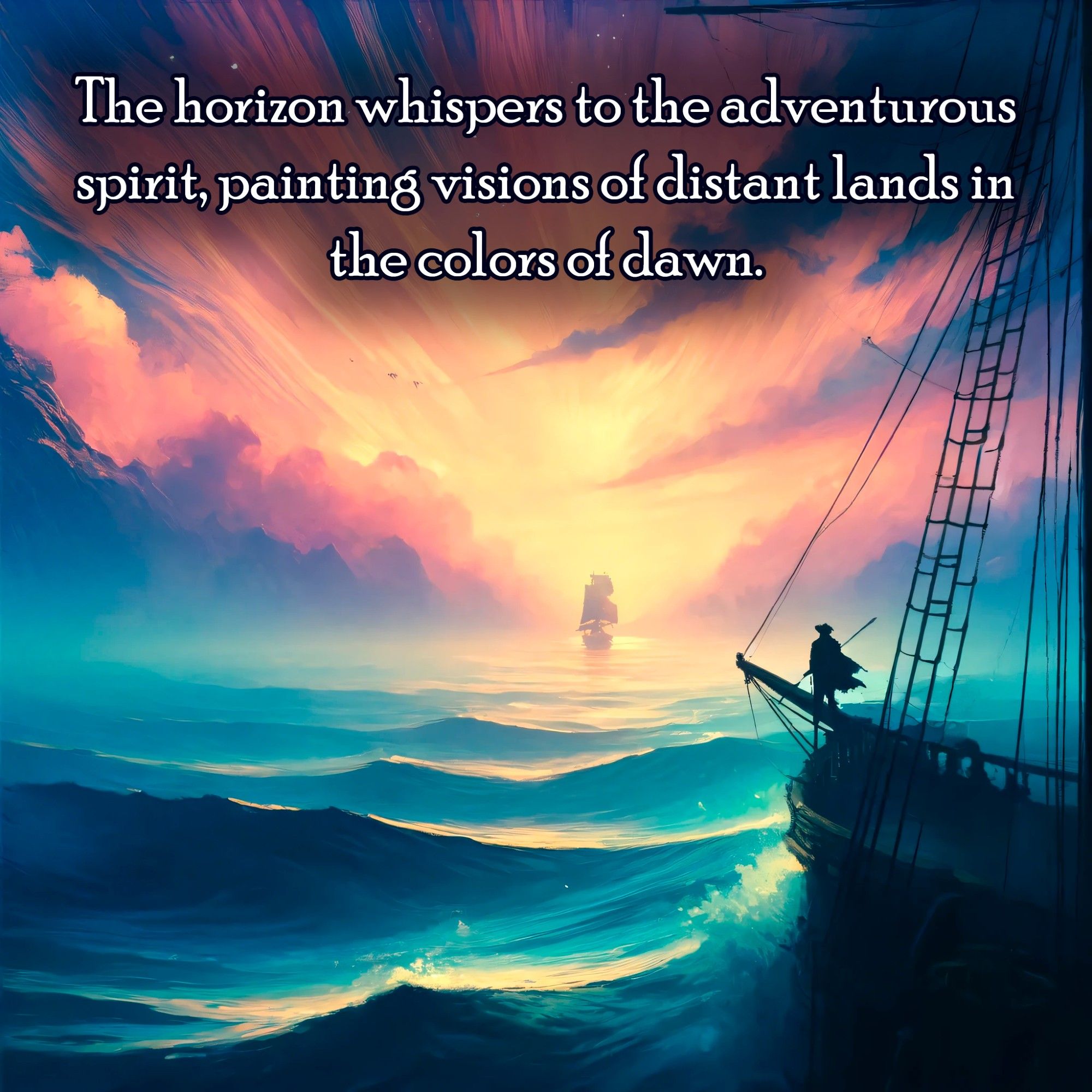 The horizon whispers to the adventurous spirit, painting visions of distant lands in the colors of dawn. 🌅🌍 #AdventureCalls #HorizonWhispers #DawnColors