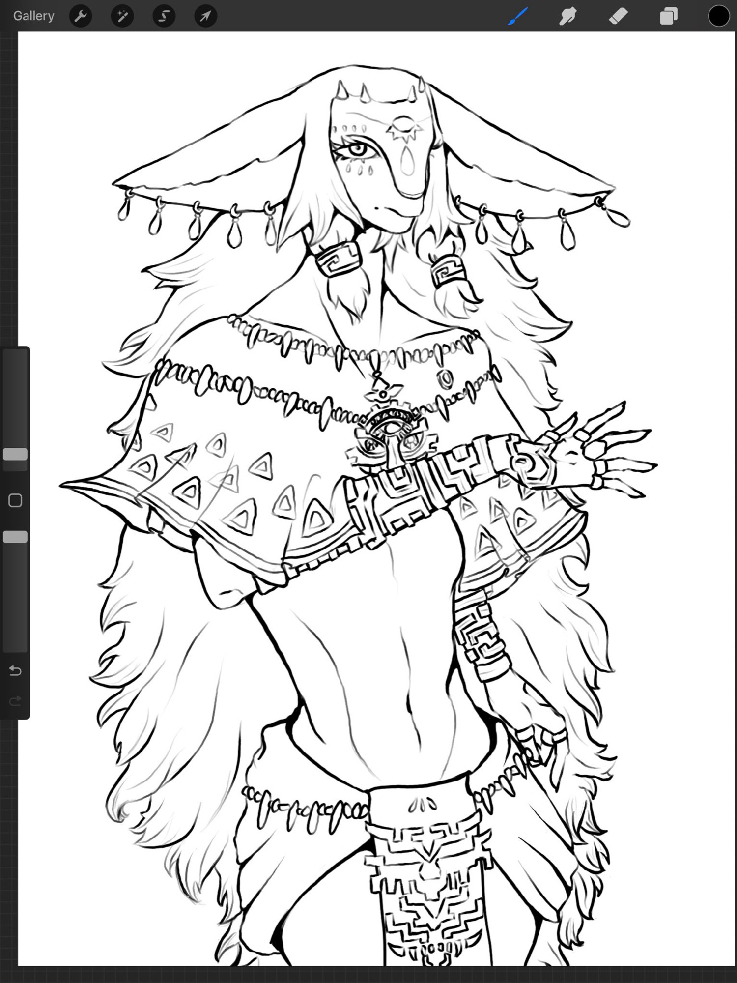 Lineart of fanart of Rauru from Tears of the Kingdom