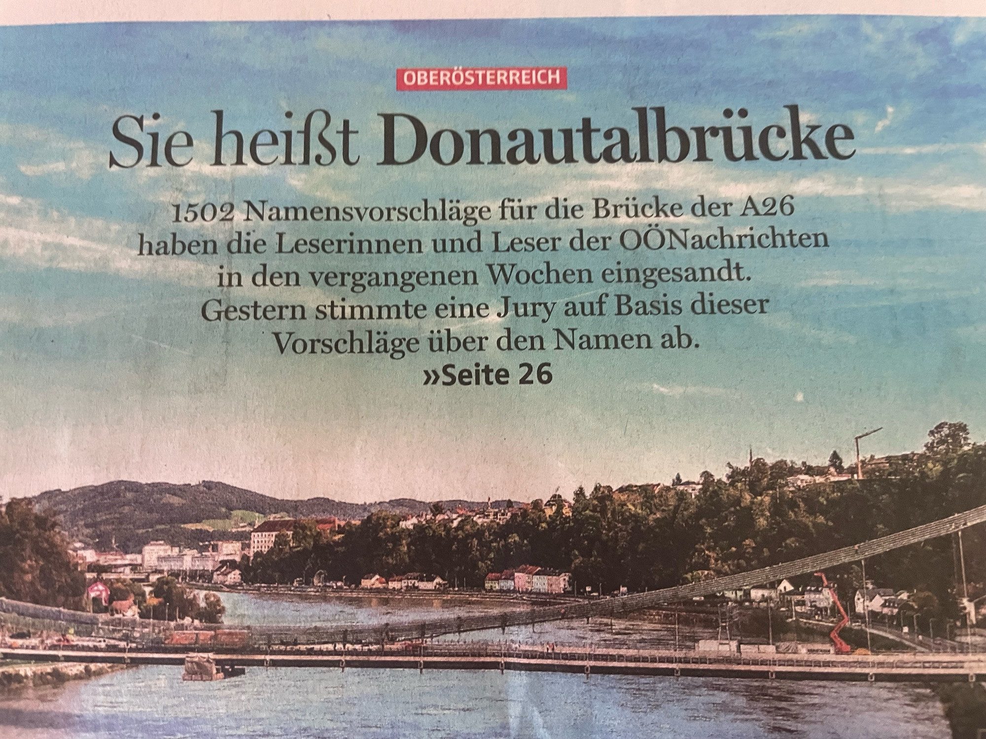 Namensvergabe „Donautalbrücke“ für neue Autobahnbrücke in Linz