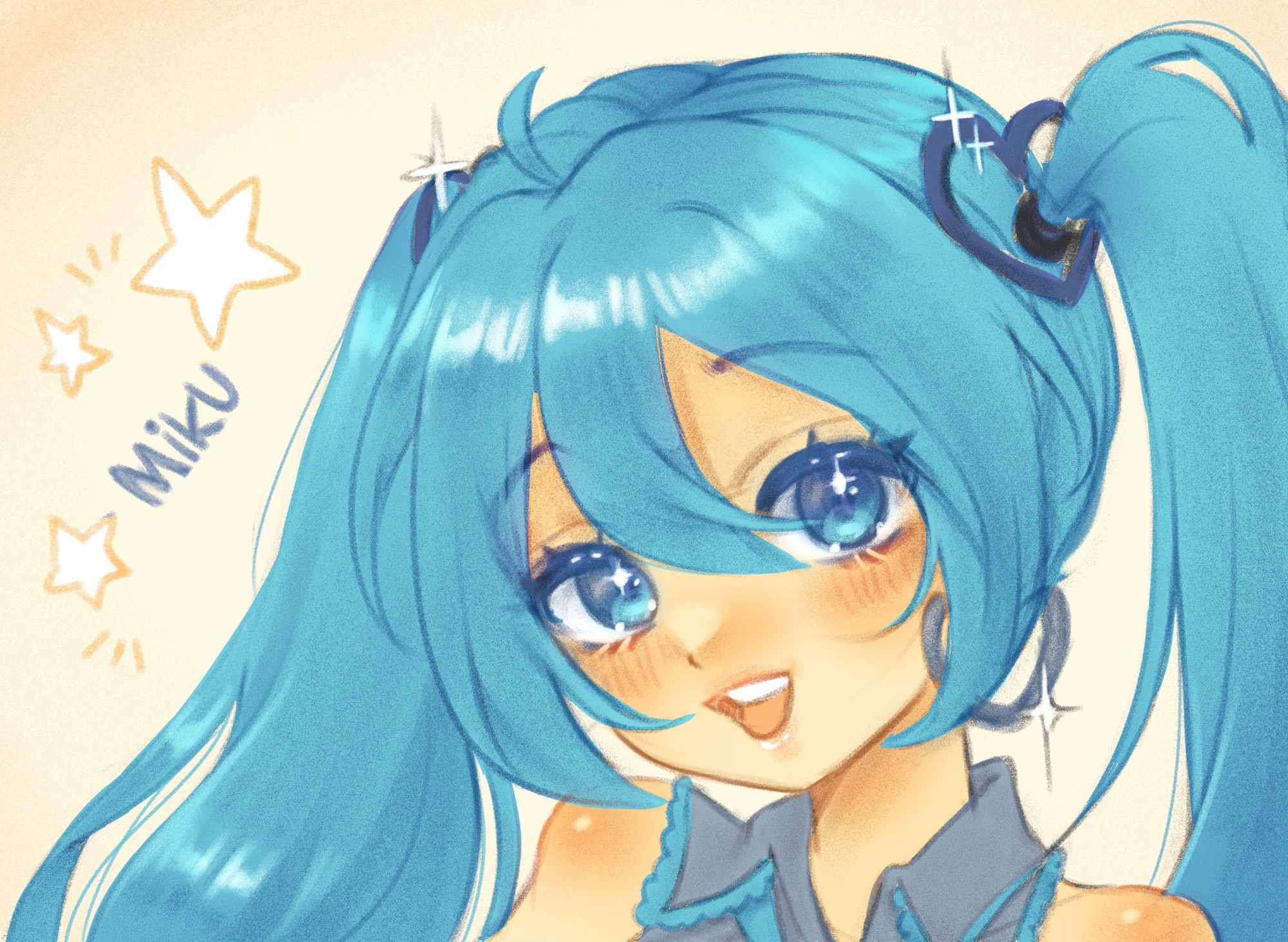 An anime drawing of Hatsune Miku.