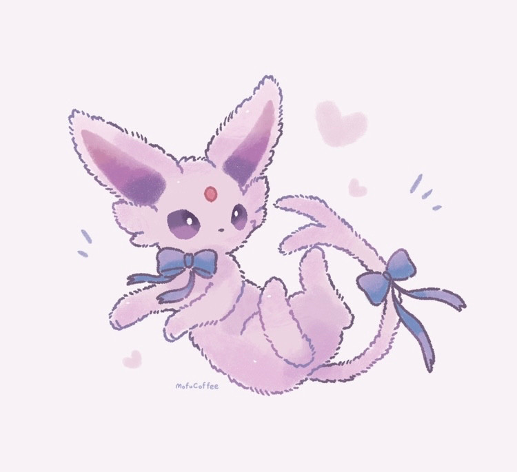 ポケモン　イラスト　エーフィ　Espeon  pokemon  illustration ふわふわ　リボン