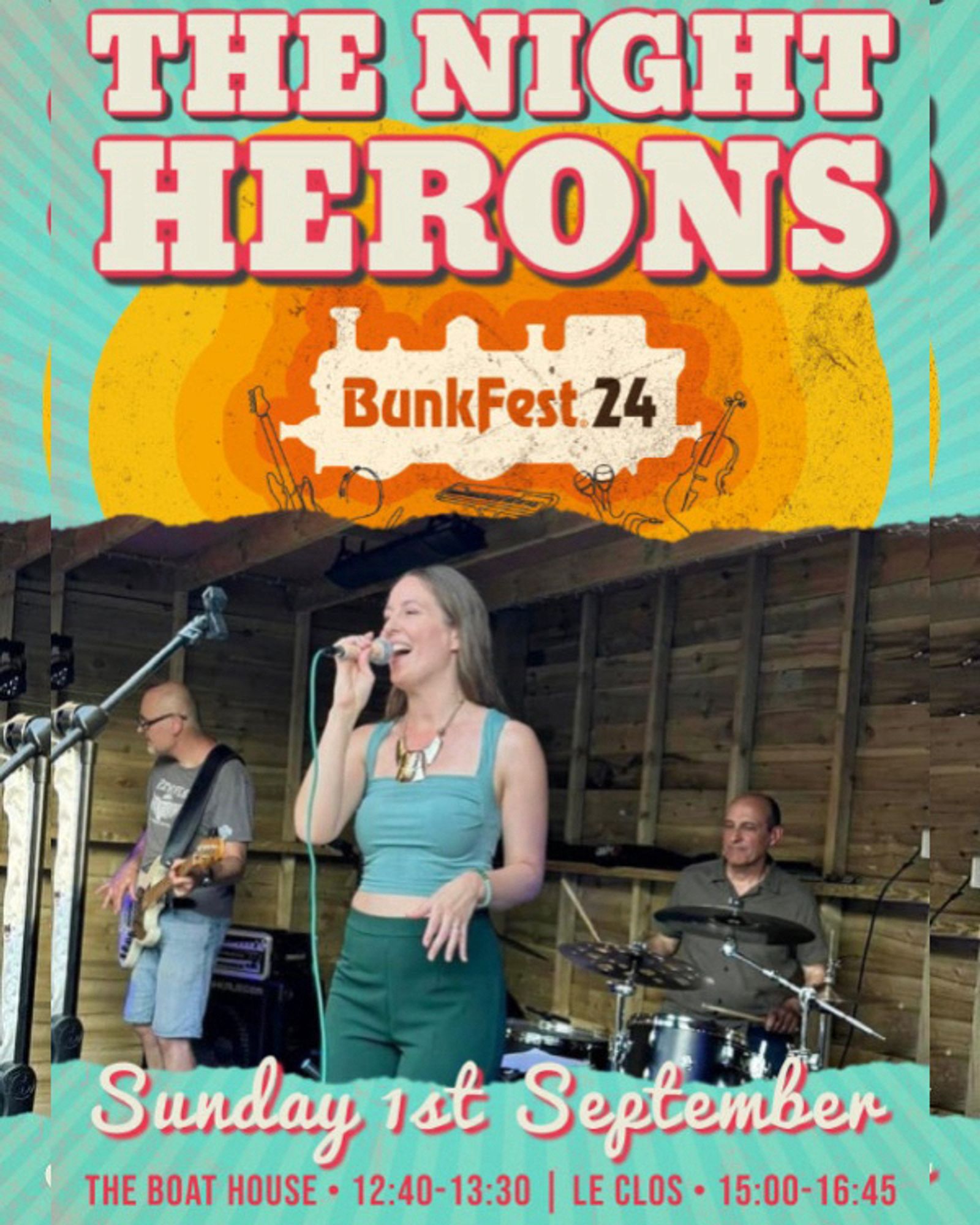 Picture of Rachel Holmes singing at a Night Herons gig