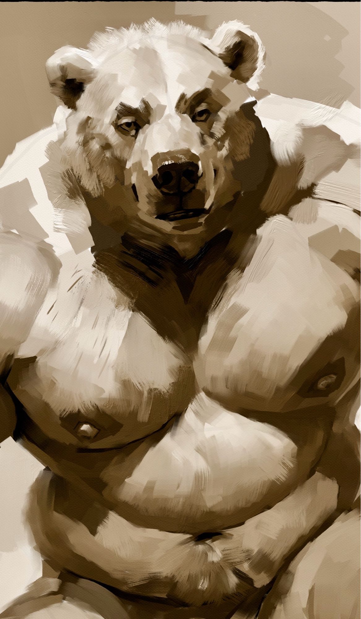 A close up of the polar bear render. I’m physically too exhausted to draw more outside this box