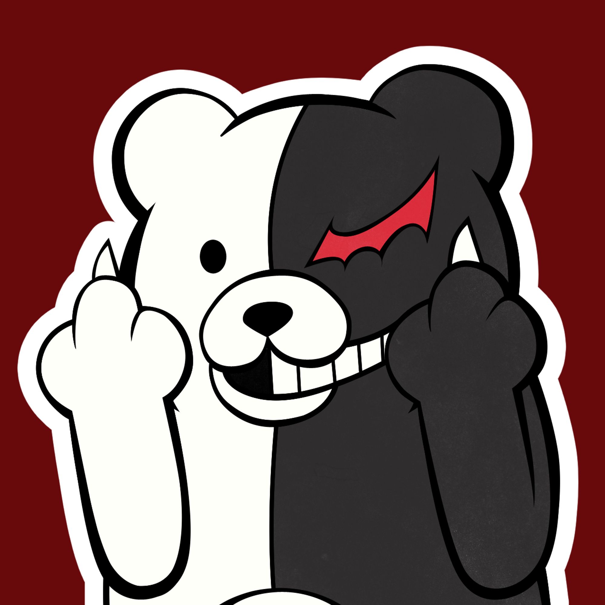 Monokuma flipping both middle fingers/claws