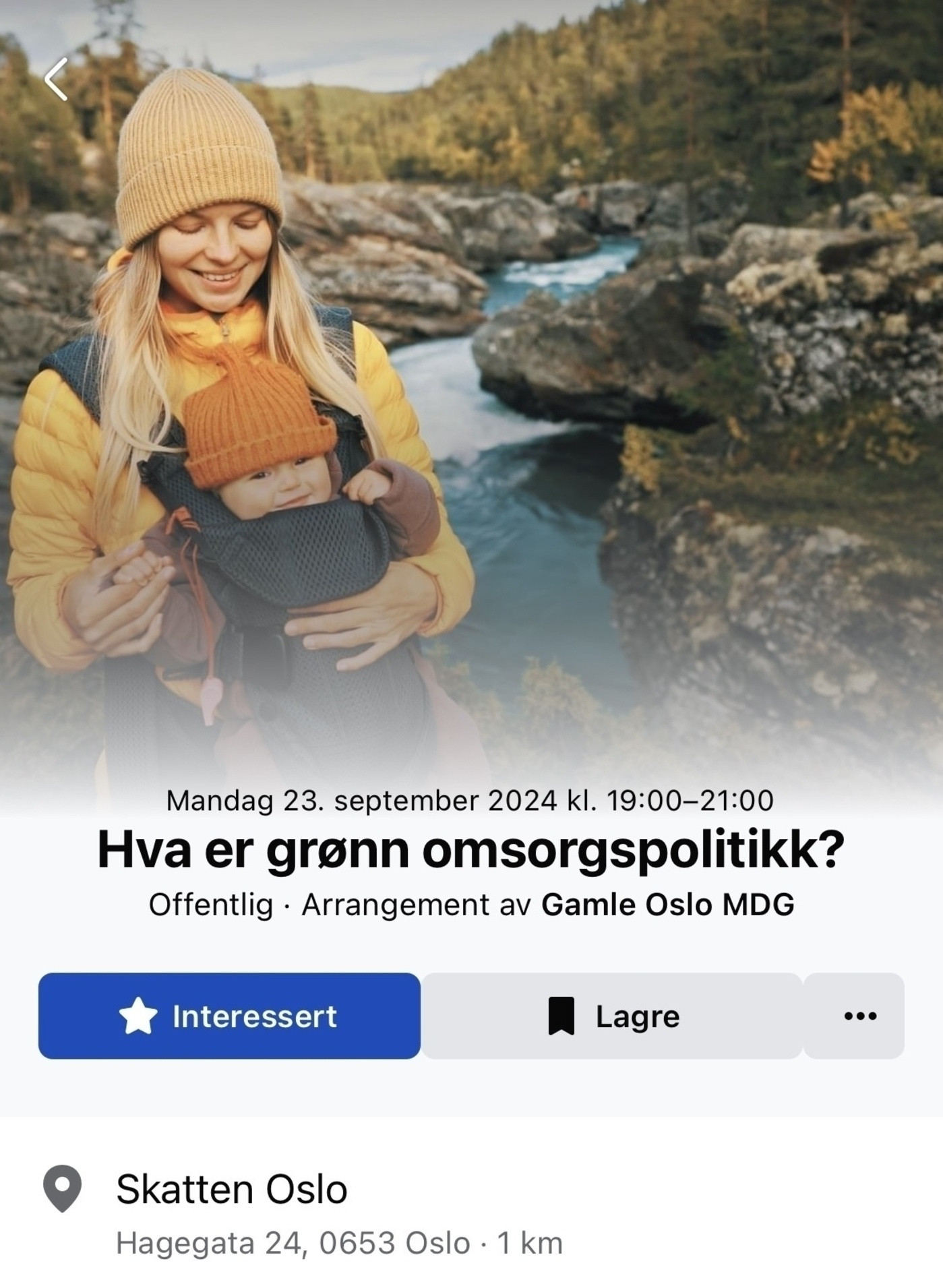 Event: «Hva er grønn omsorgspolitikk?» mandag 23.sept.2024 kl. 19:00–21:00, på Skatten, Tøyen.