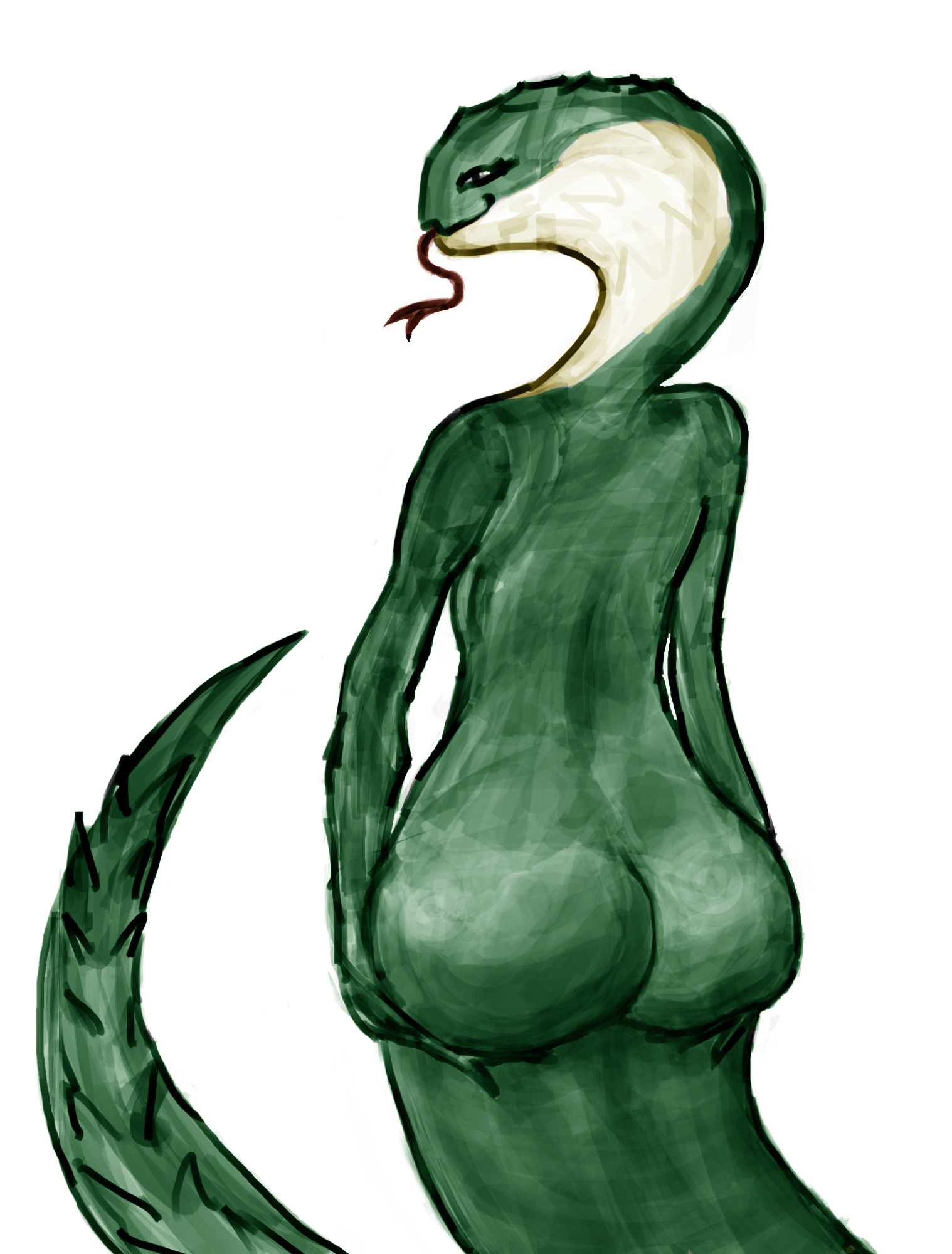 Vyper from deadlock looking back at the viewer and holding her ass with her hands.