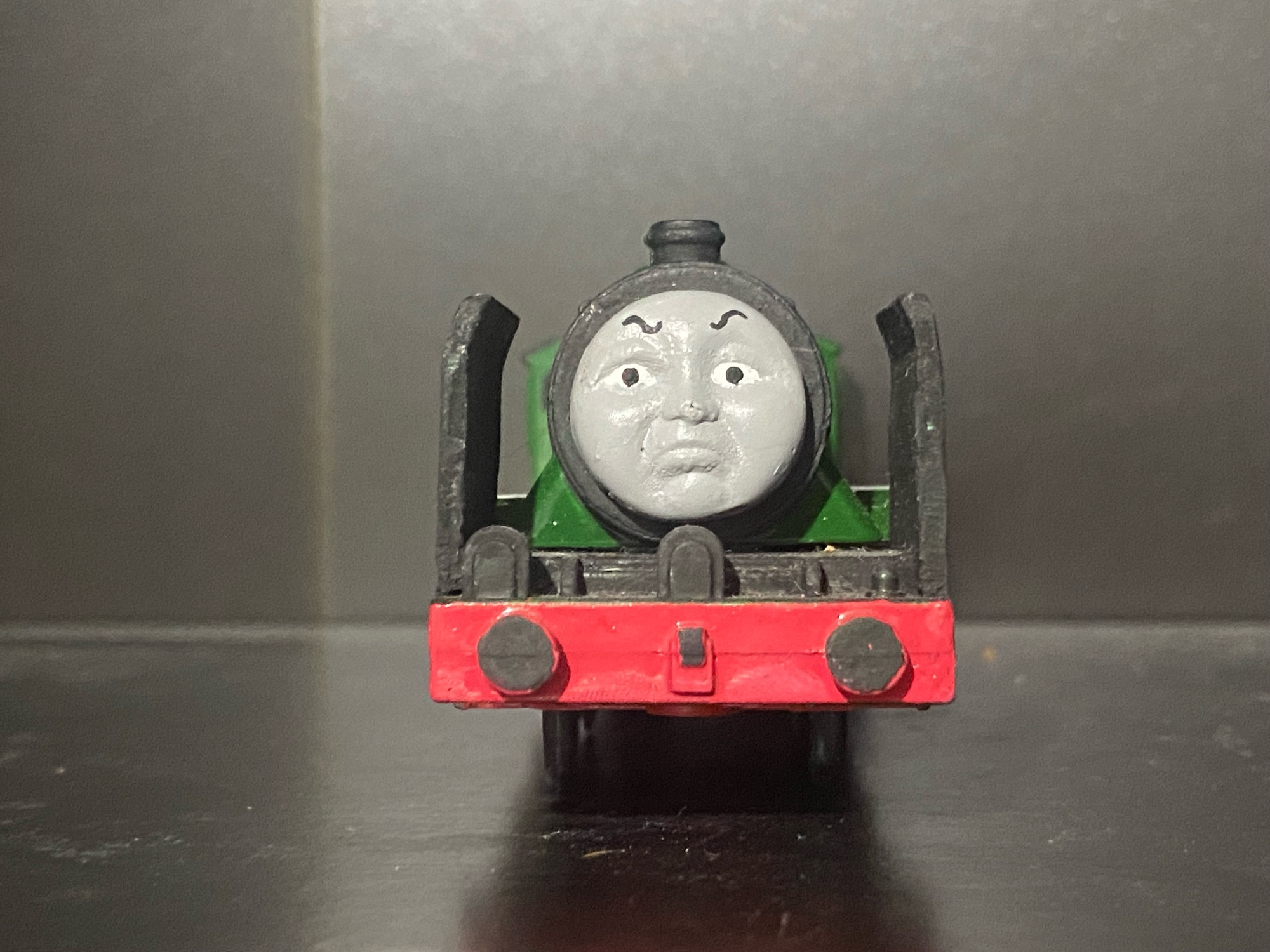 The Big City Engine, from Gordon Goes Foreign, as a TOMY toy train.

He is staring directly at you and he’s angry at you for even thinking that London Station is Kings Cross, because EVERYBODY KNOWS THAT IT IS EUSTON.