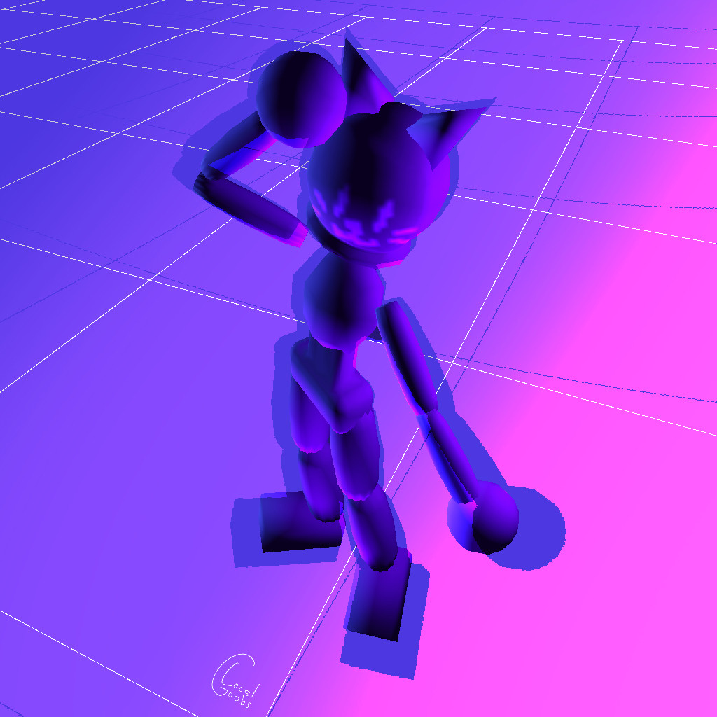 A 3D model of a figure with a space helmet and cat ears, not too much! They’re just enjoying the vibes