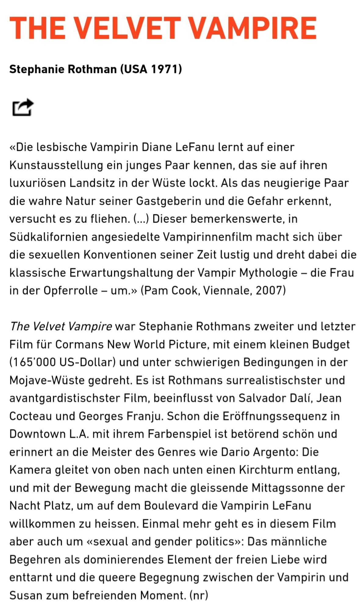 Filmbeschreibung von:
https://www.filmpodium.ch/film/171734/the-velvet-vampire