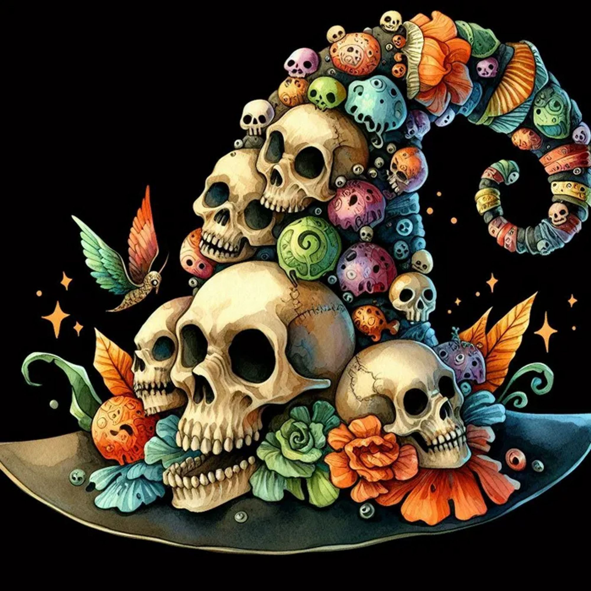 Fantasy Halloween Hats Cliparts Illustrations