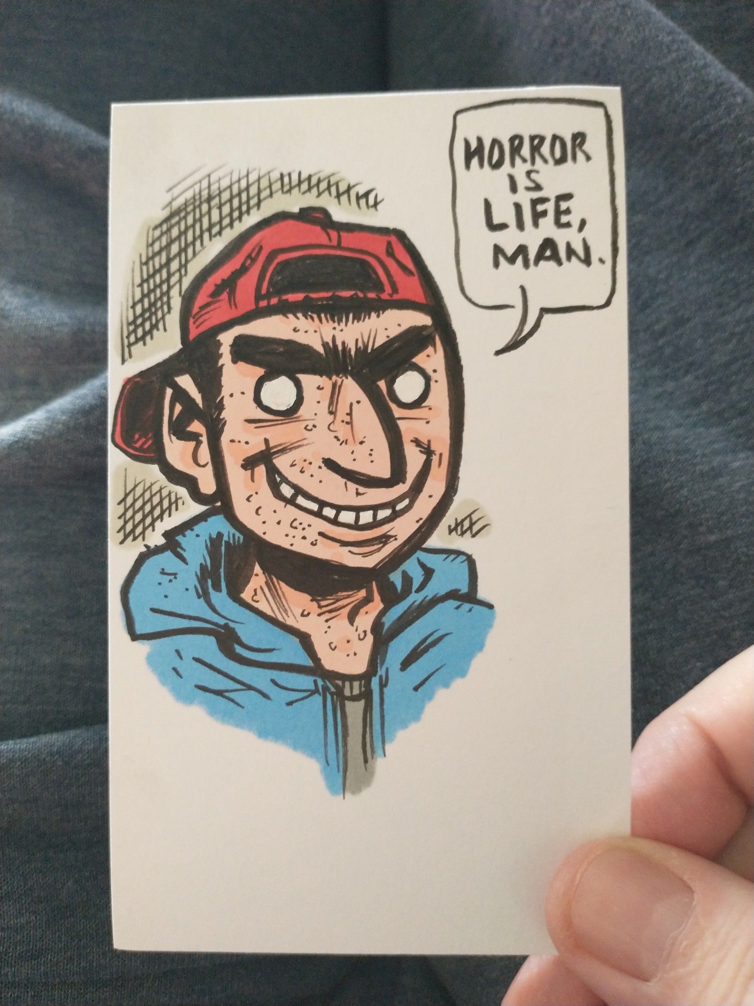 Quick index card drawing of Pete DiNunzio