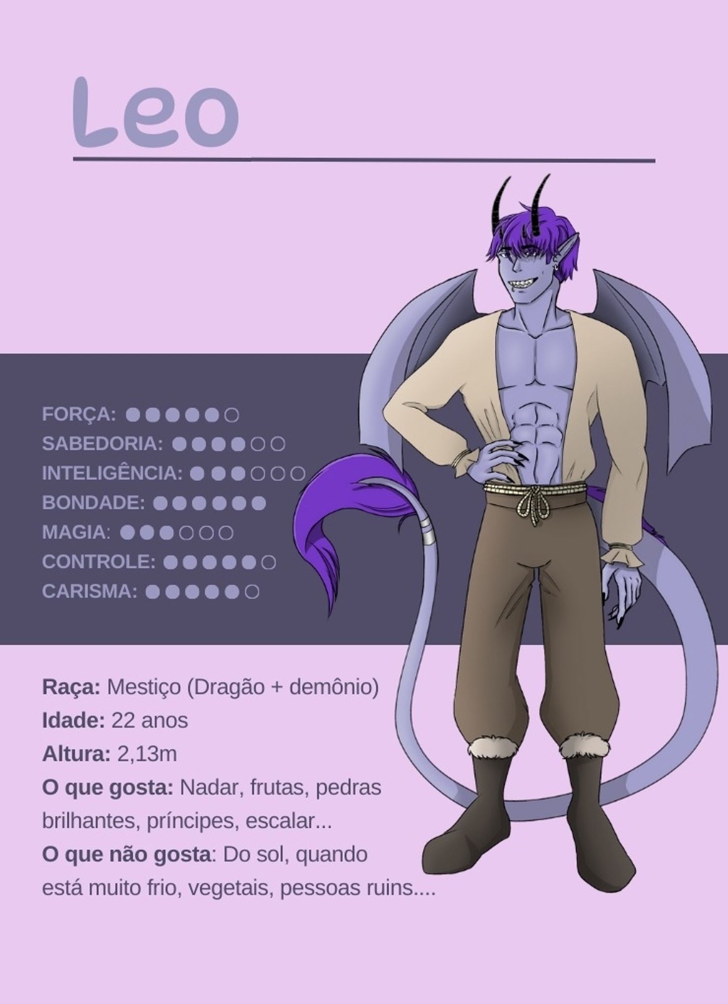 Ficha de um personagem de RPG.
Oc de dragão.