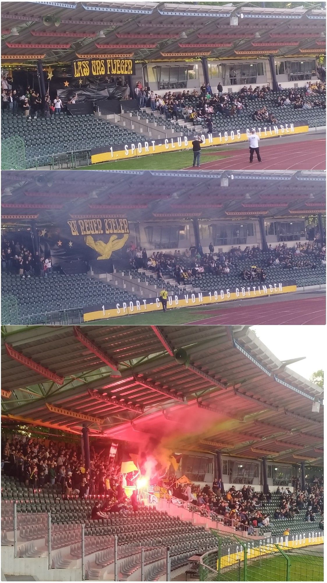 Bilder von Choreo und Pyro der Göttingen 05 Fans