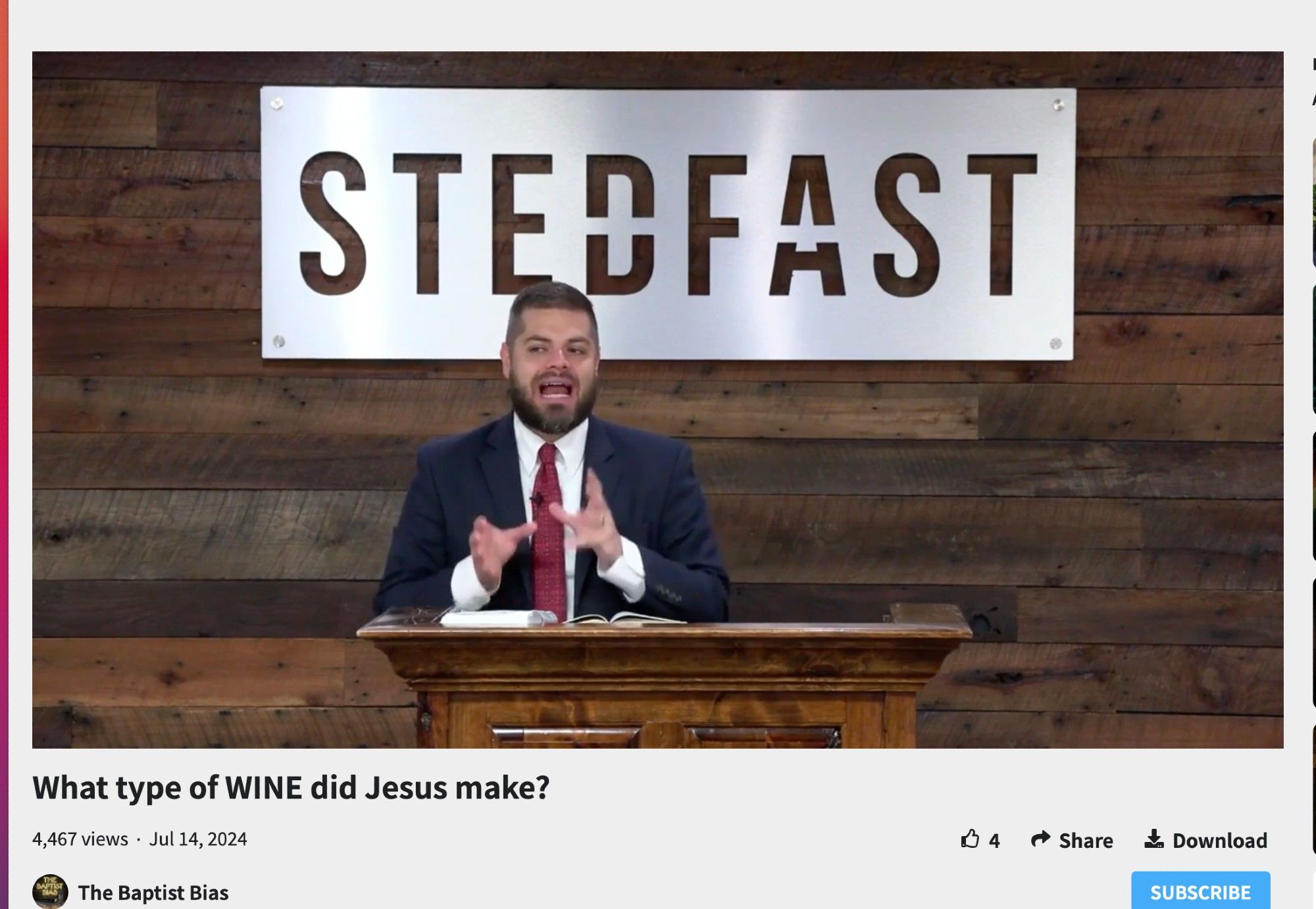 A screenshot of a video called What type of WINE did Jesus Make