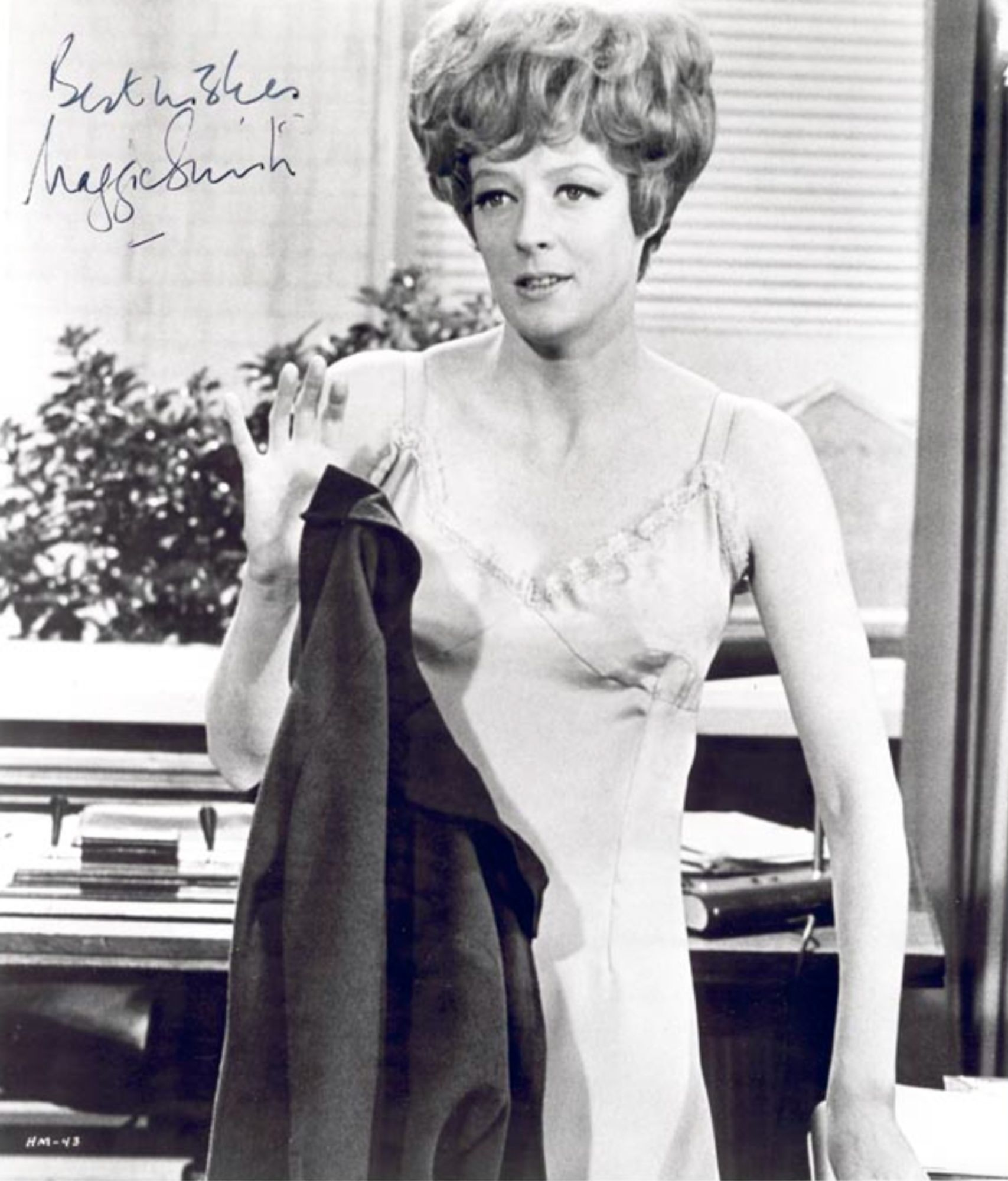 Autographed publicity shot of Maggie Smith from the comedy Hot Millions.