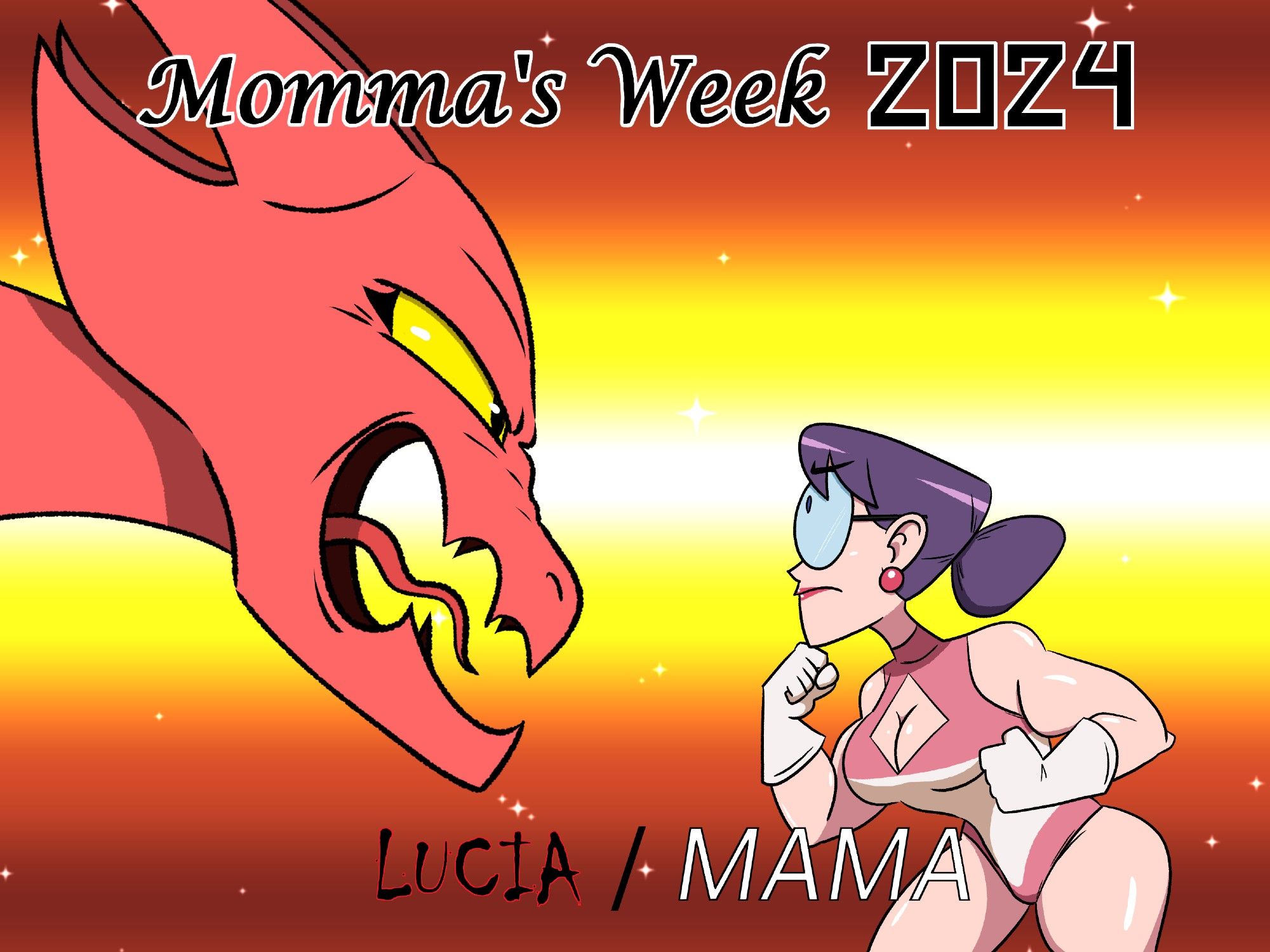 Momma's Week fan art between two strong mothers in a heated face-off. Lucia from Hannah Daigle's "Satina" and Mama from Speedo's "Punch Punch Forever".