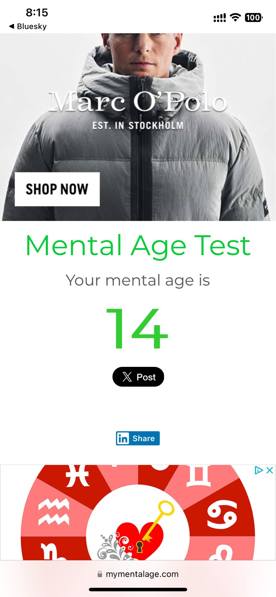 Mental Age Test
Your mental age is
14