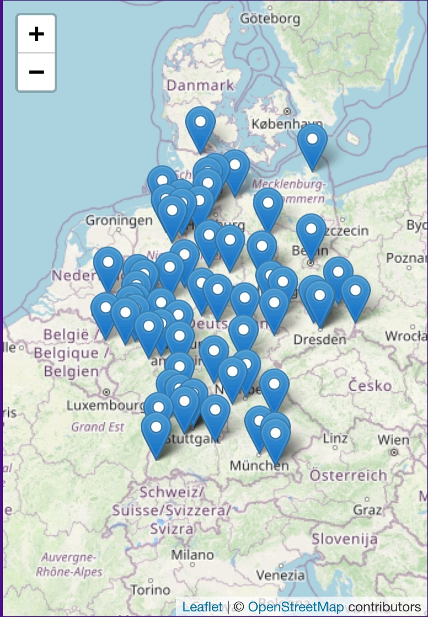 Das Bild zeigt eine Karte von Deutschland, auf der alle bisher bekannten Demos gegen die AfD am nächsten Wochenende eingetragen sind.
Quelle ist: https://zusammen-gegen-rechts.org/