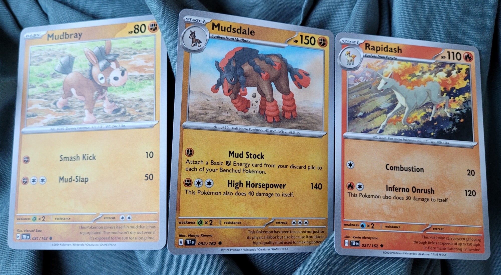 Mudbray, mudsdale and rapidash cards