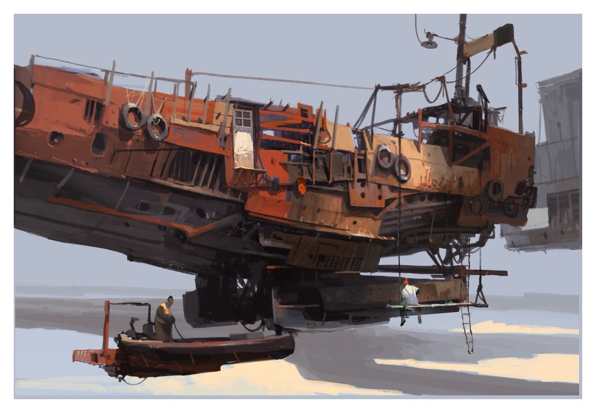 Work in progress for the forthcoming Mileships book. A rustbucket gets some attention.