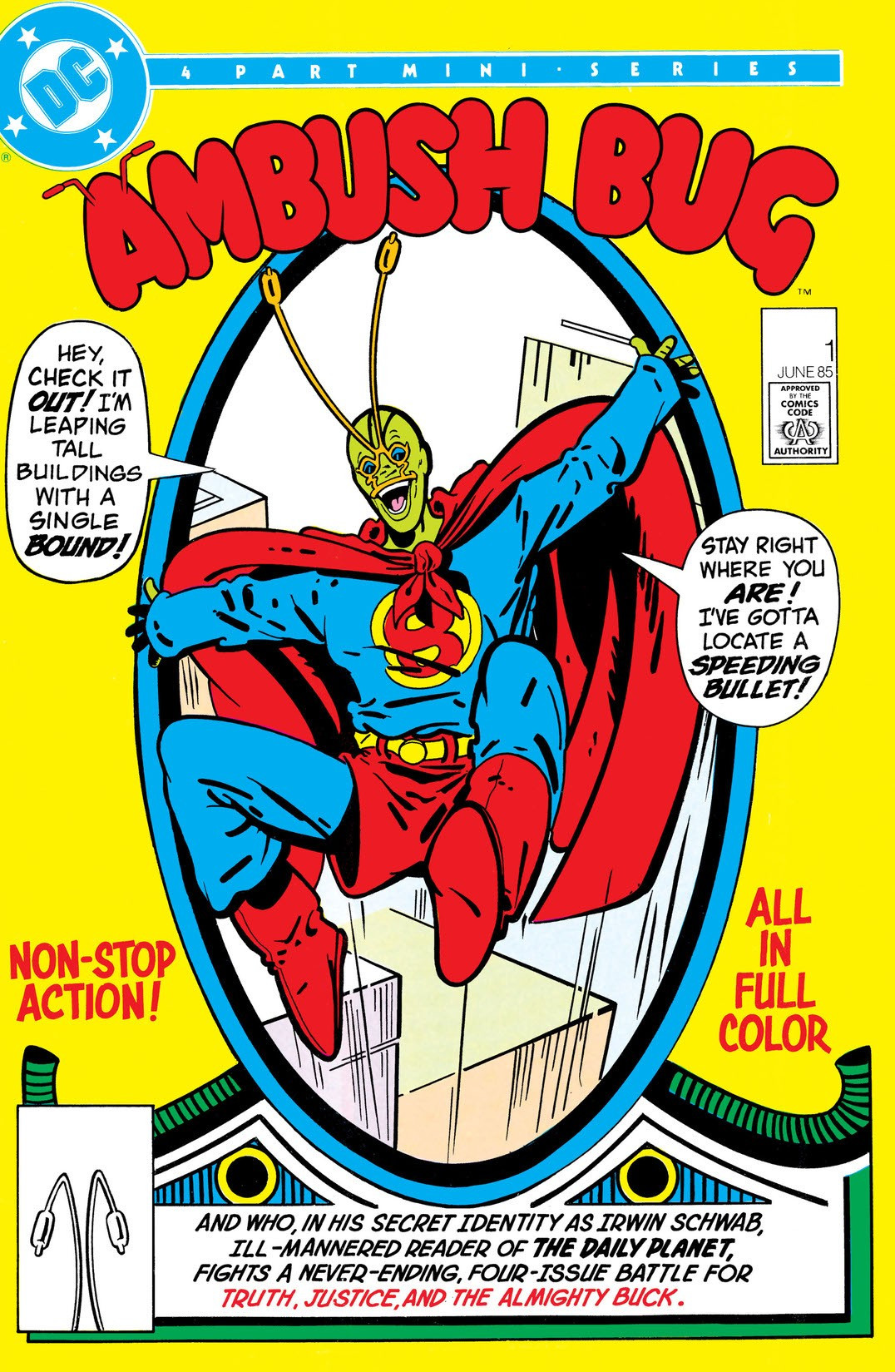 The cover to Ambush Bug #1, circa 1985.