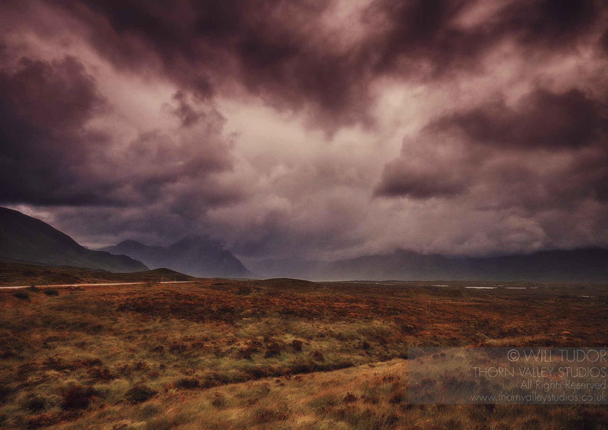 Storm clouds over Rannoch Moor. Highlands, Scotland by Will Tudor for Thorn Valley Studios