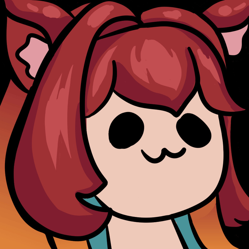 POP CAT Emote Fanart with my character opening and closing their mouth in a loop. My vtuber persona is a red haired kitsune with orange ombre highlights. She wears a turquoise kimono.