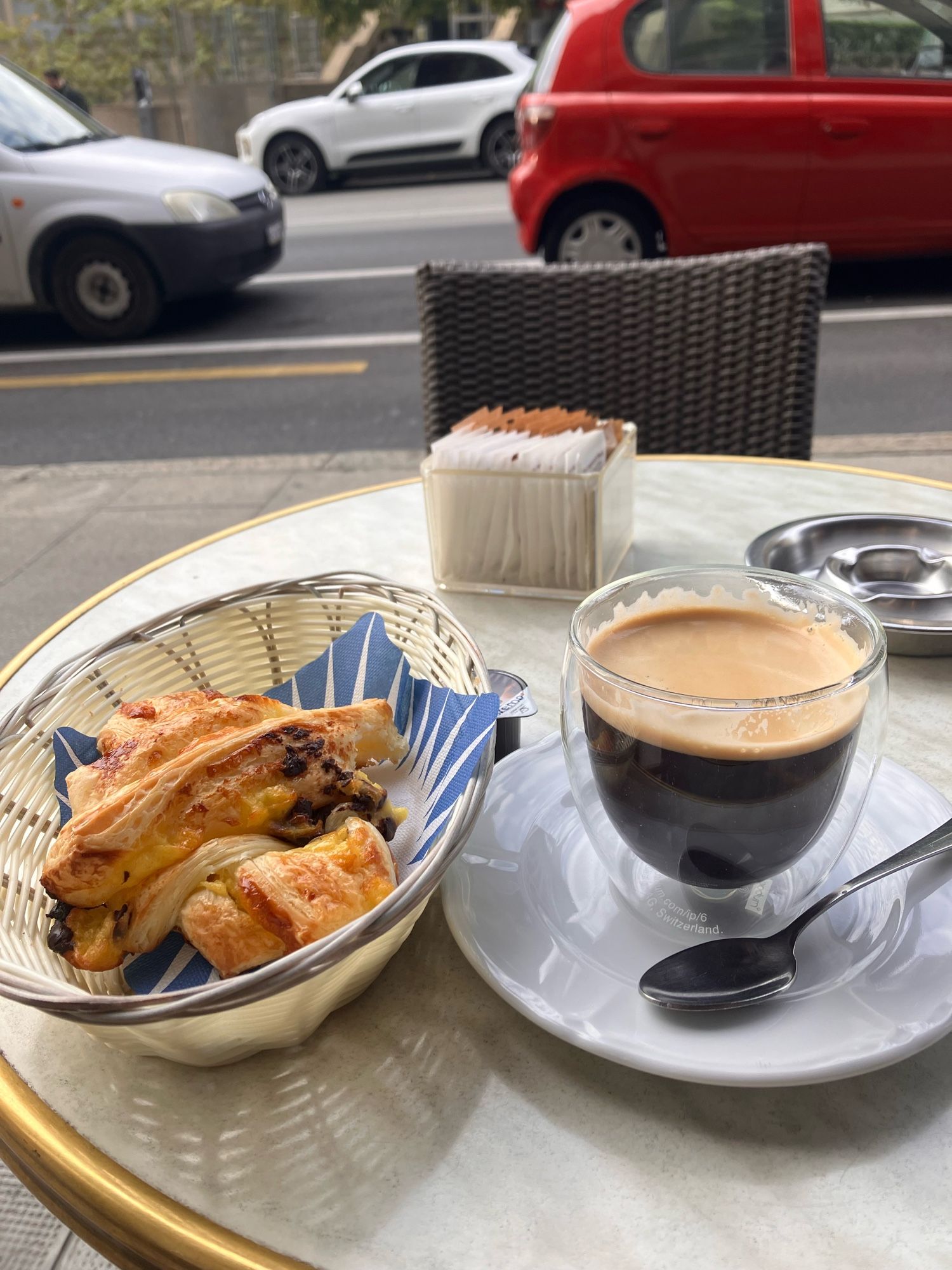 French pastries and coffee for breakfast