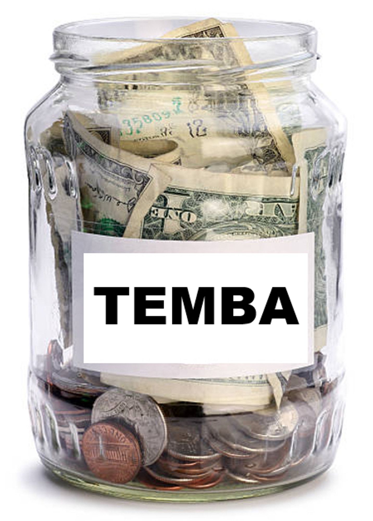 Tip jar marked temba