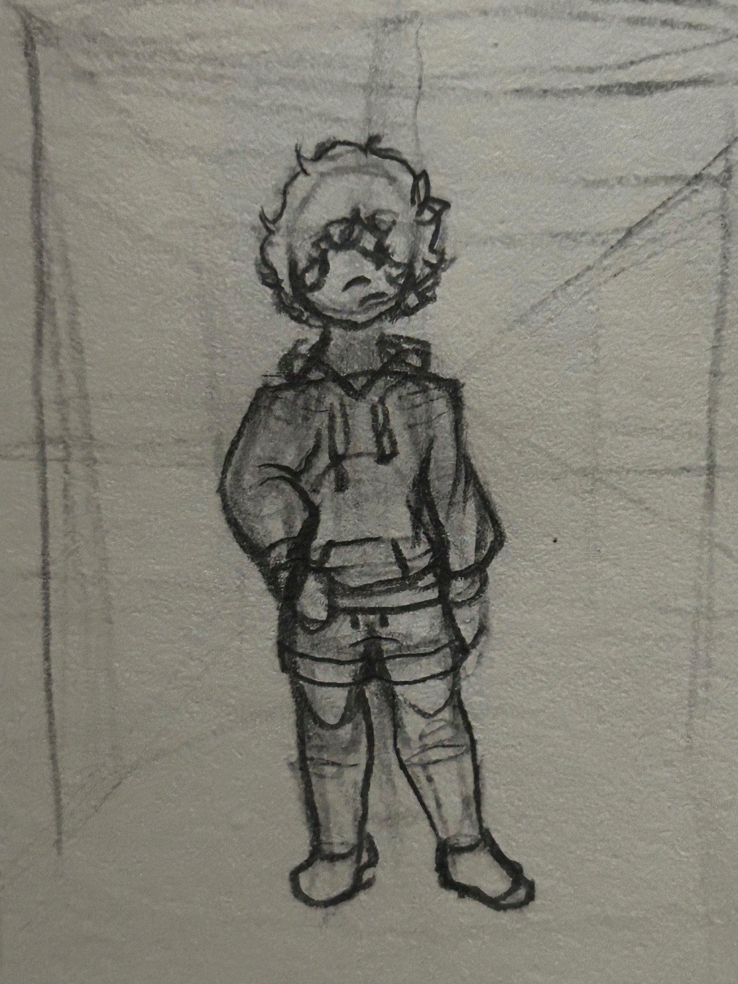 Bayani(OC shown) standing with his hand on his hip which is also an attempted perspective piece.