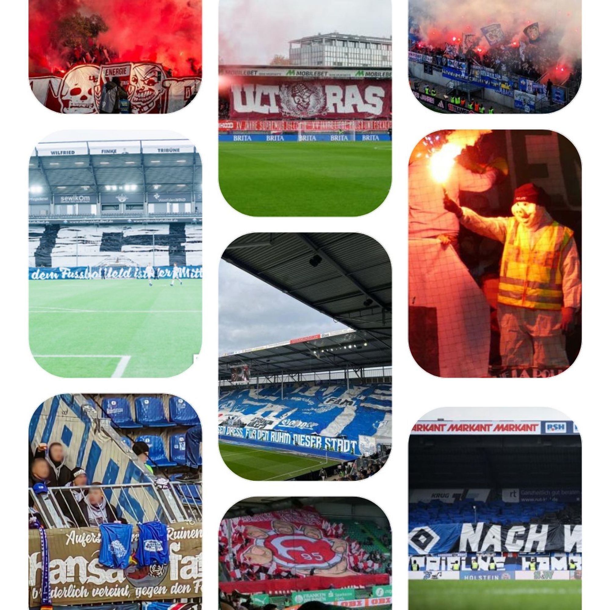 Collage aus 9 Fanfotos.