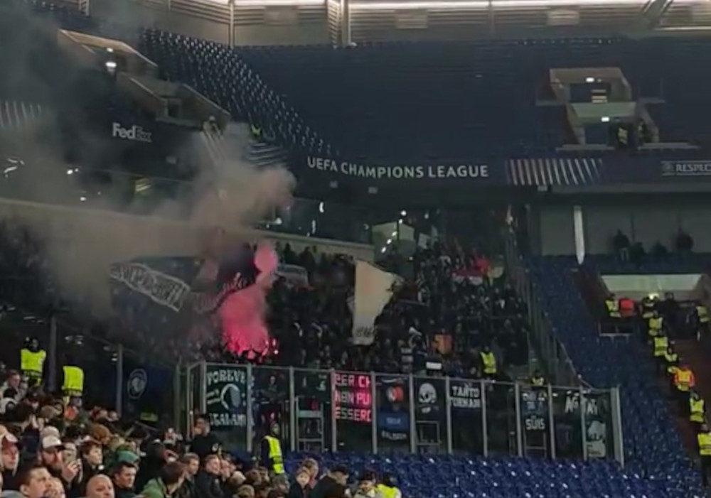 Atalanta-Ultras zünden Pyrotechnik beim Champions League-Spiel auf Schalke.