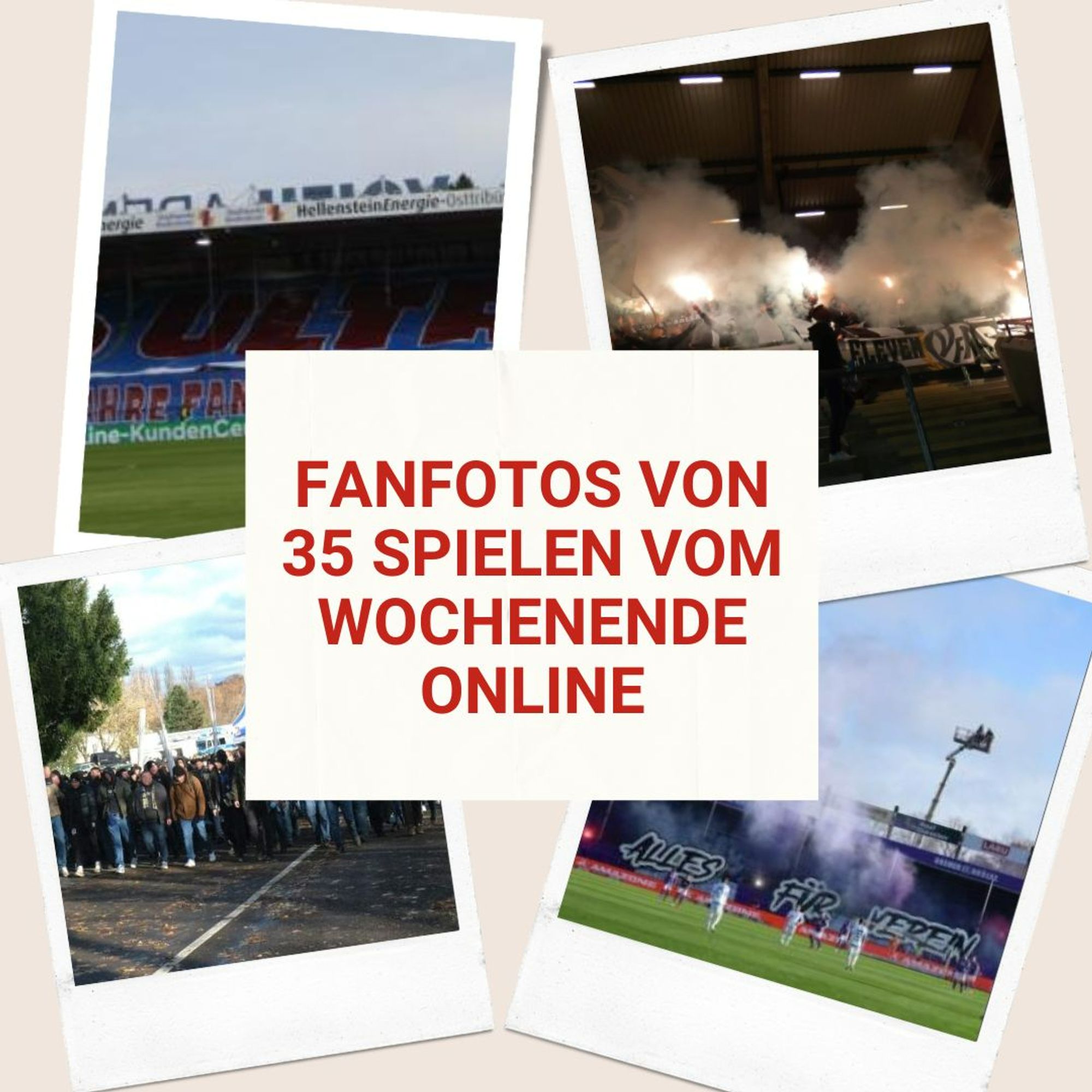 Collage aus 4 Fanfotos.