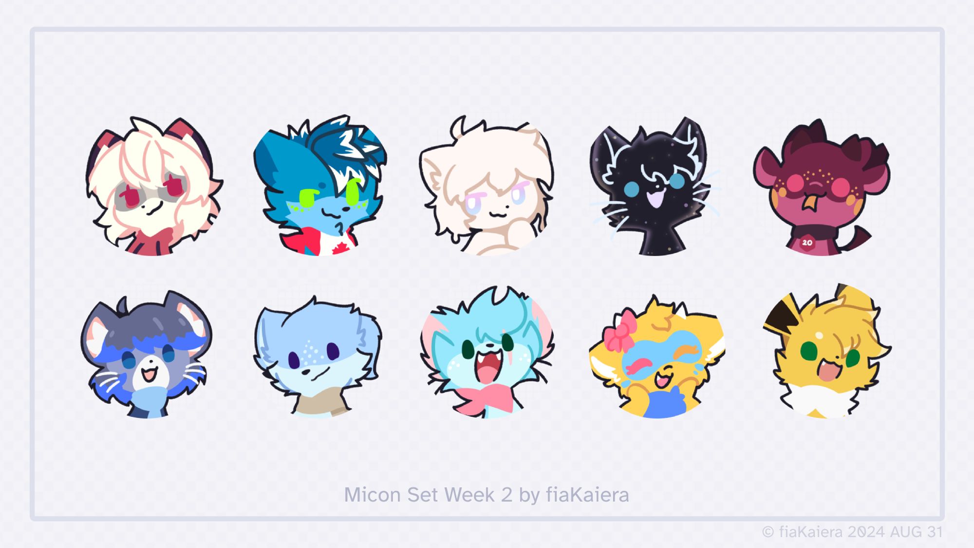 A batch of silly little stylized icons called "micons", made by Kaiera.