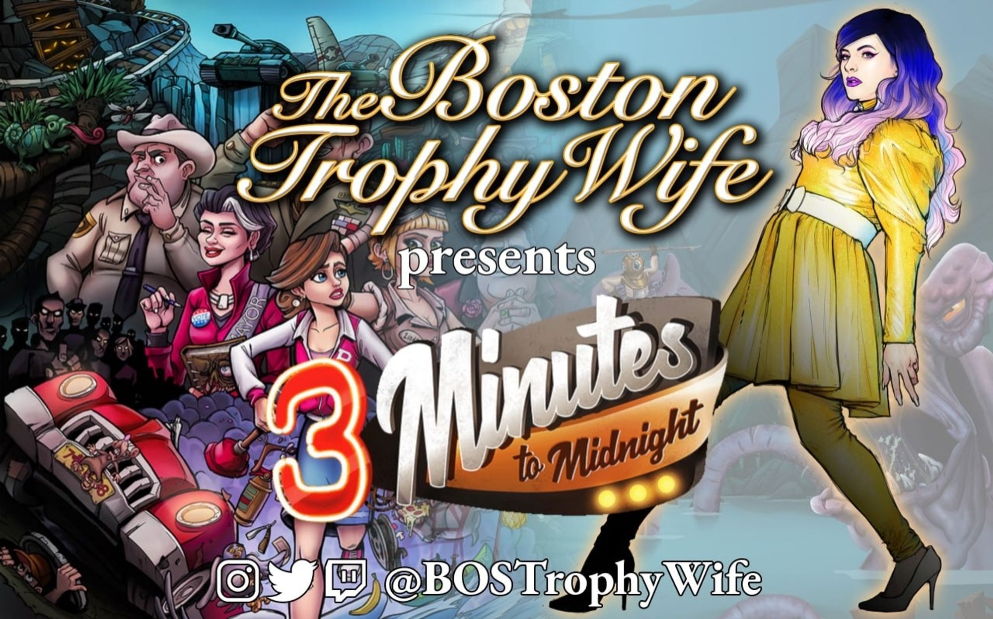 An advertisement for The Boston Trophy Wife's stream of 3 Minutes to Midnight