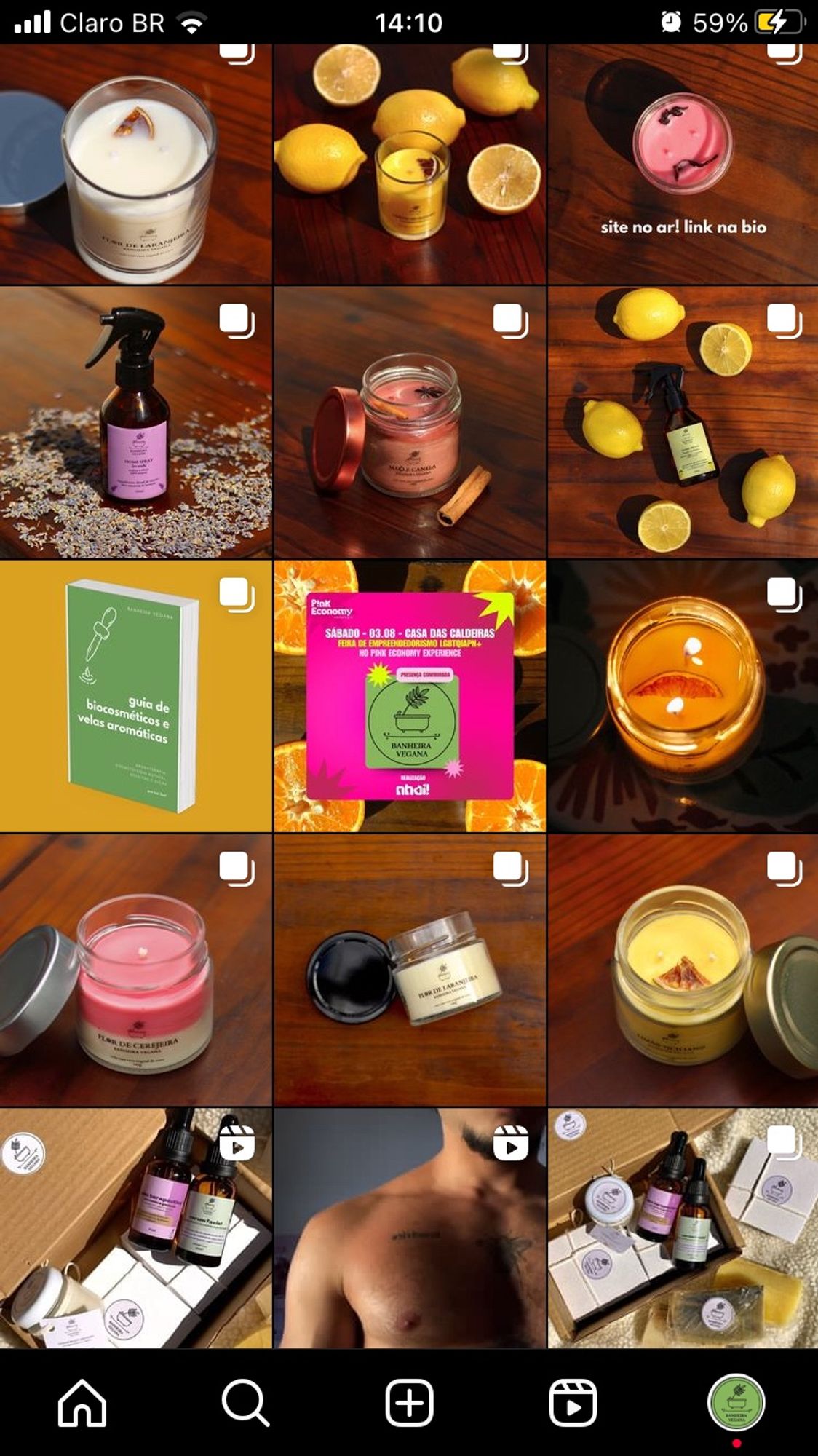 print do instagram da minha marca de biocosméticos e velas aromáticas, Banheira Vegana