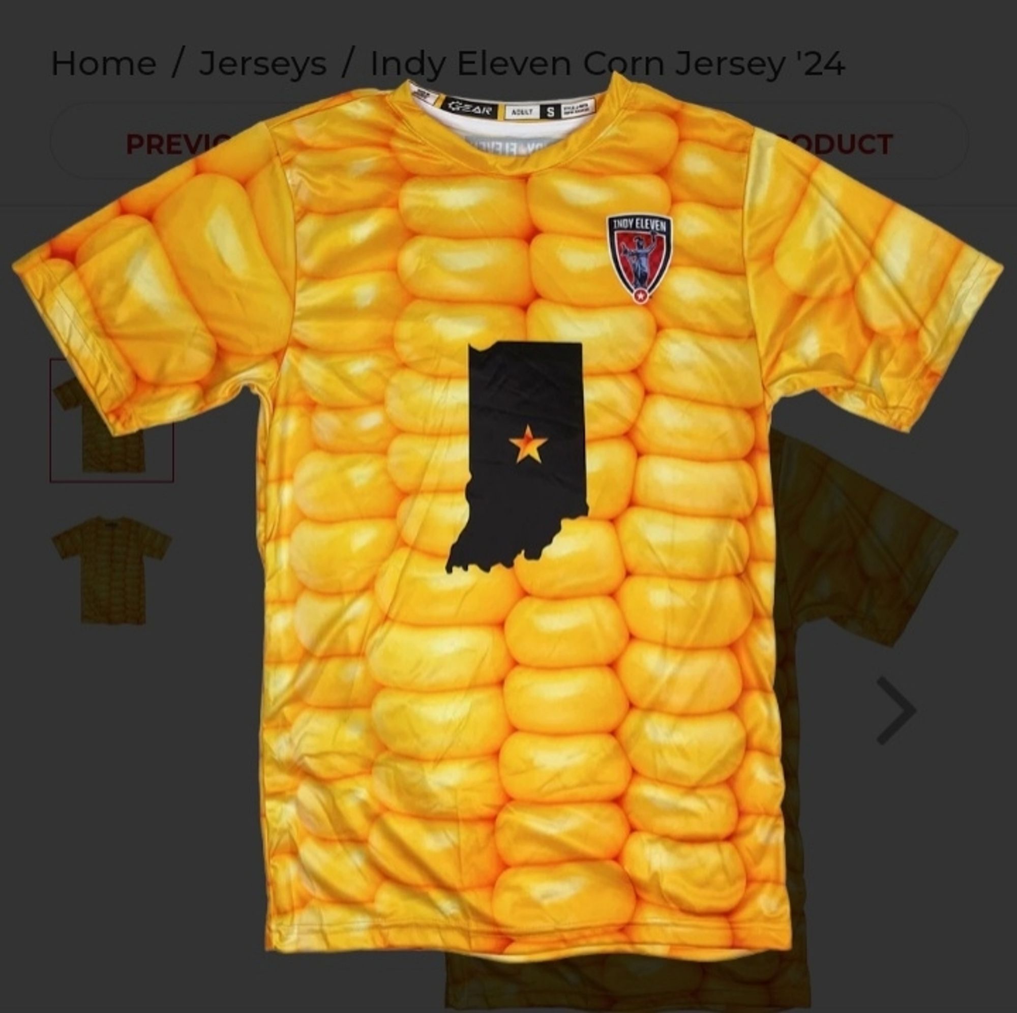 Corn soccer jersey from Indy Eleven