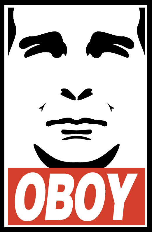 Dr. Samuel Becket, theorizing one could time travel within their own lifetime, stepped into the Quantum Leap accelerator and vanished. 

Also, Shepherd Ferry poster of Andre the Giant, but instead of OBEY it reads OBOY.