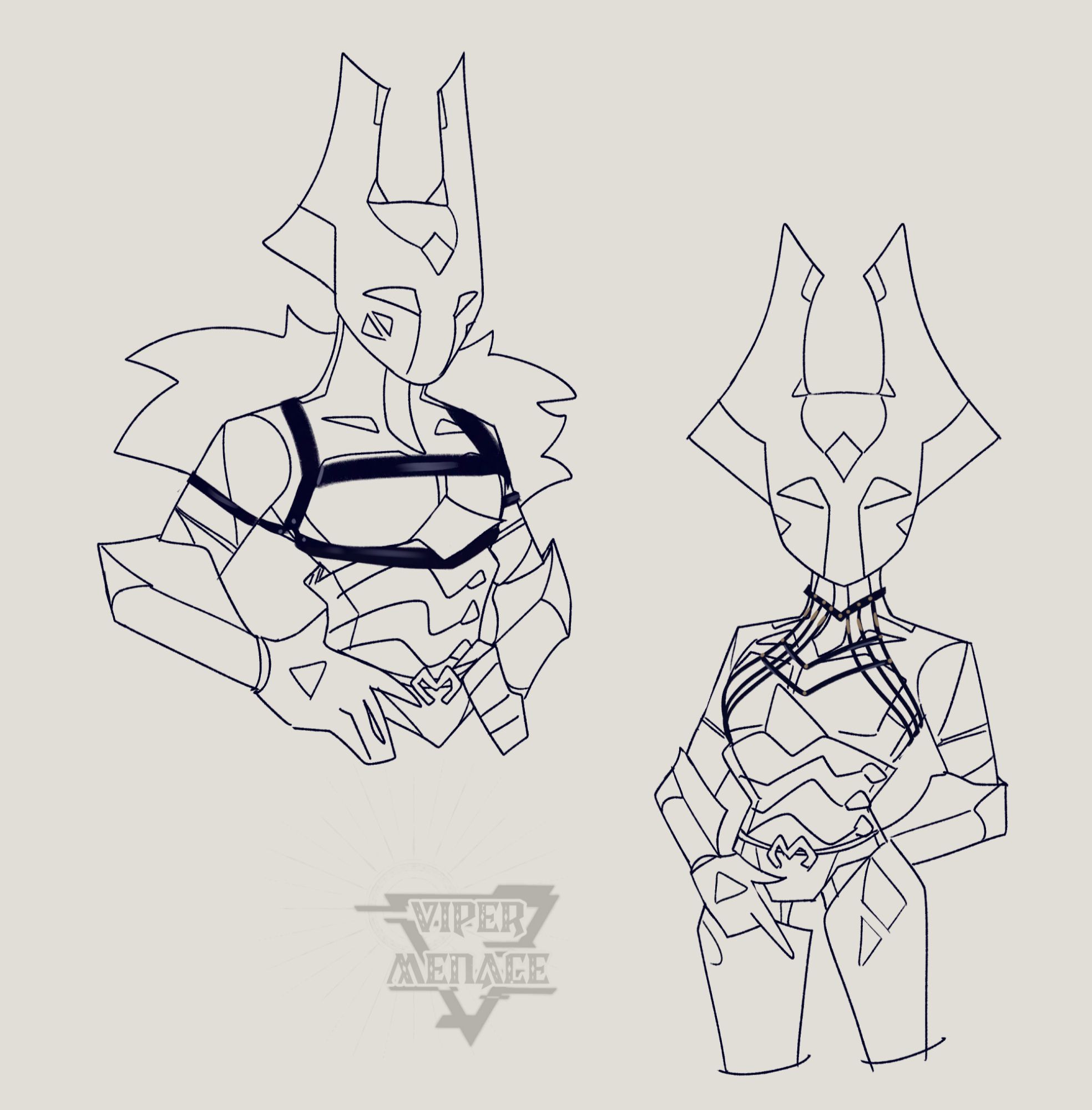 Thorn my robotsona in two different harnesses. Both masc!