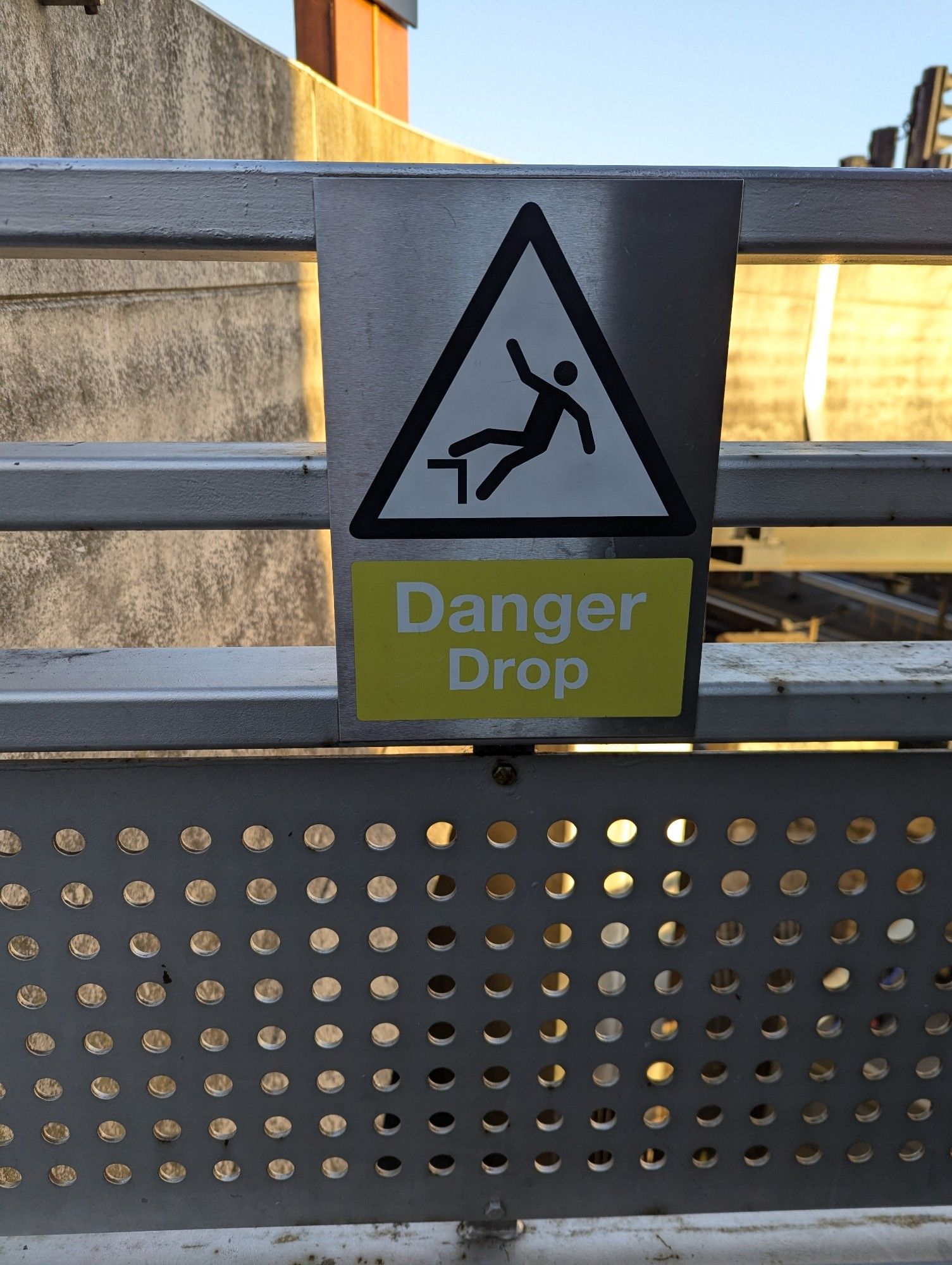 A sign featuring the "danger drop"