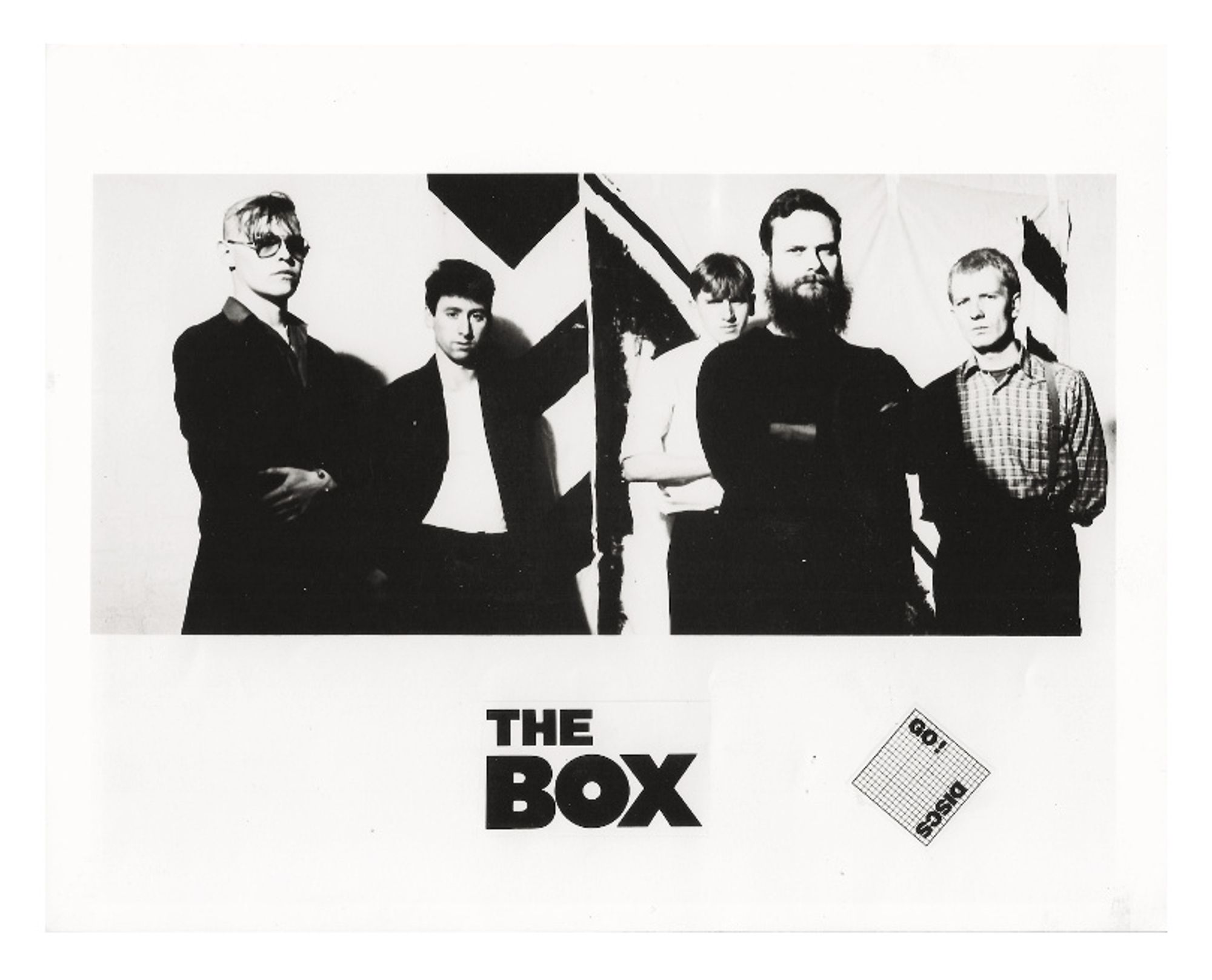 Sheffield post-punk band The Box, photographed by Peter Care in his studio in the winter of 1983.