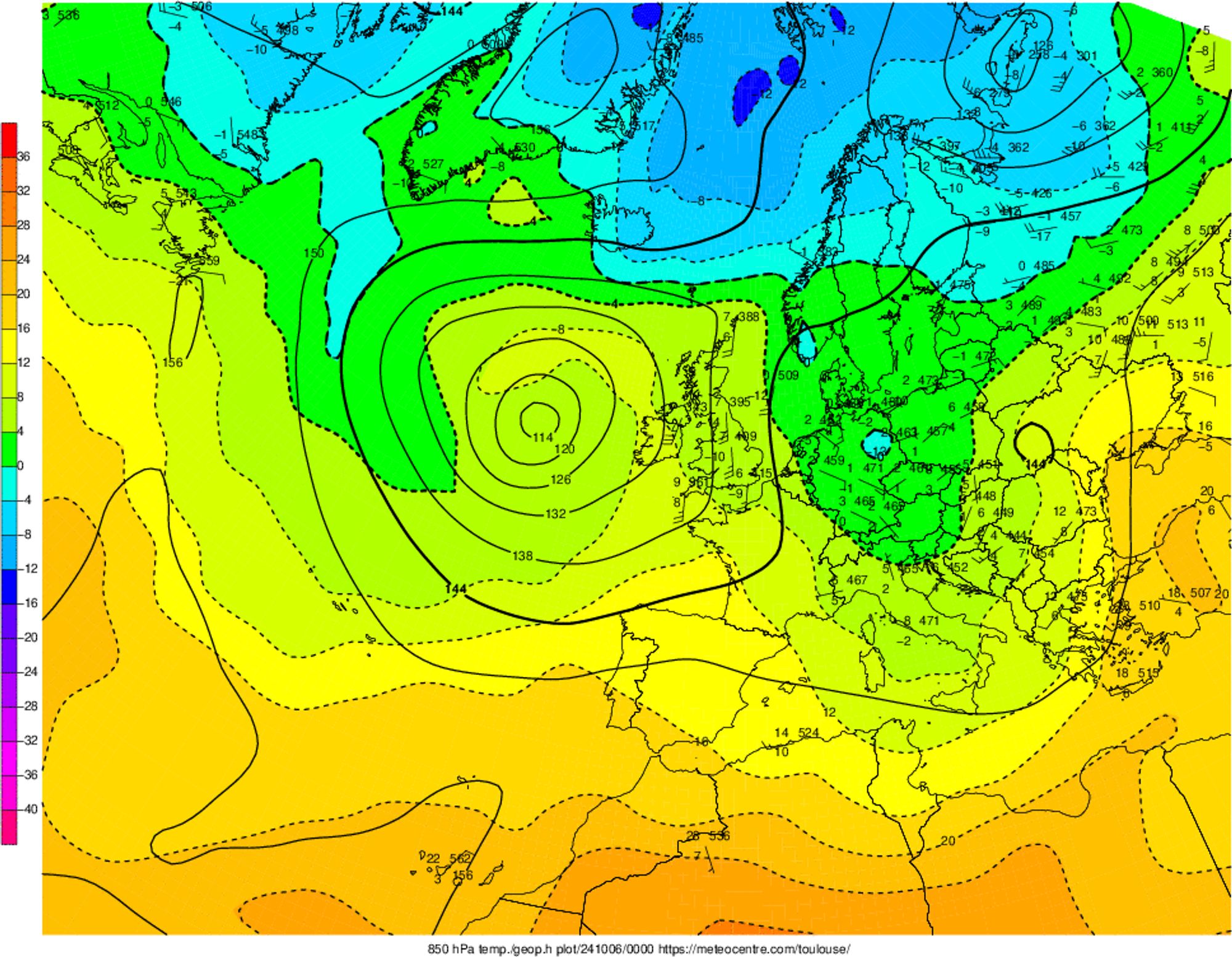 Analyse en altitude de la sitation météo en Europe ce jour.