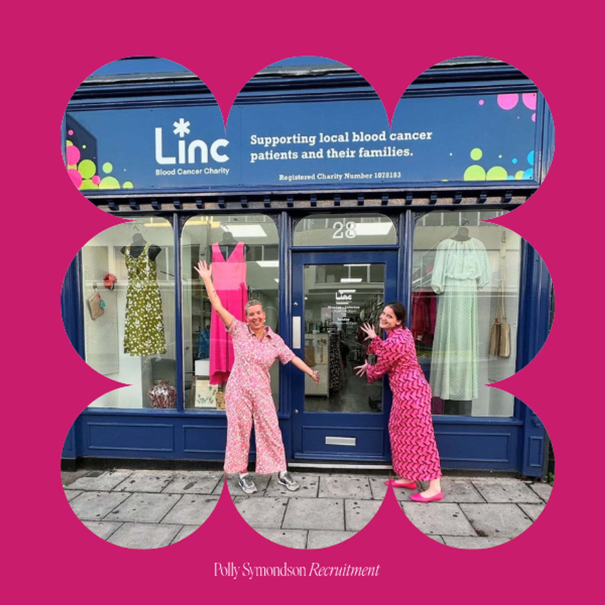 Linc charity staff outside the new Linc charity shop in Cheltenham.