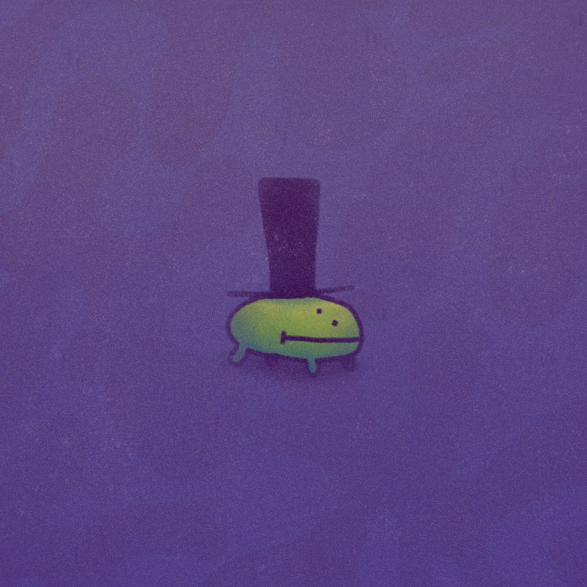 A digital drawing of a very round frog with a big top hat.
