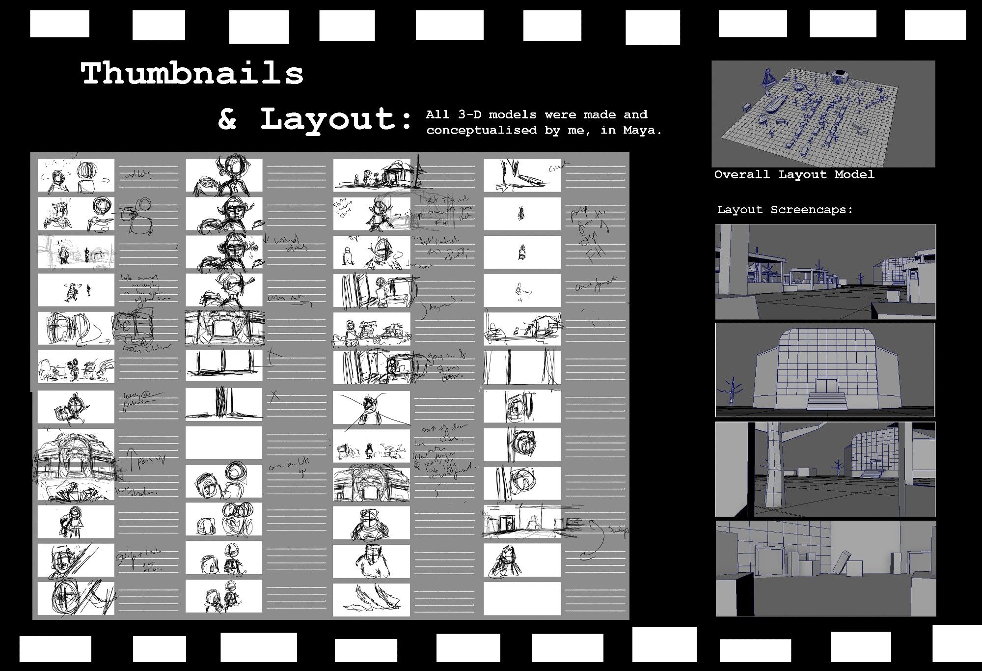 thumbnails from first storyboard sequence.