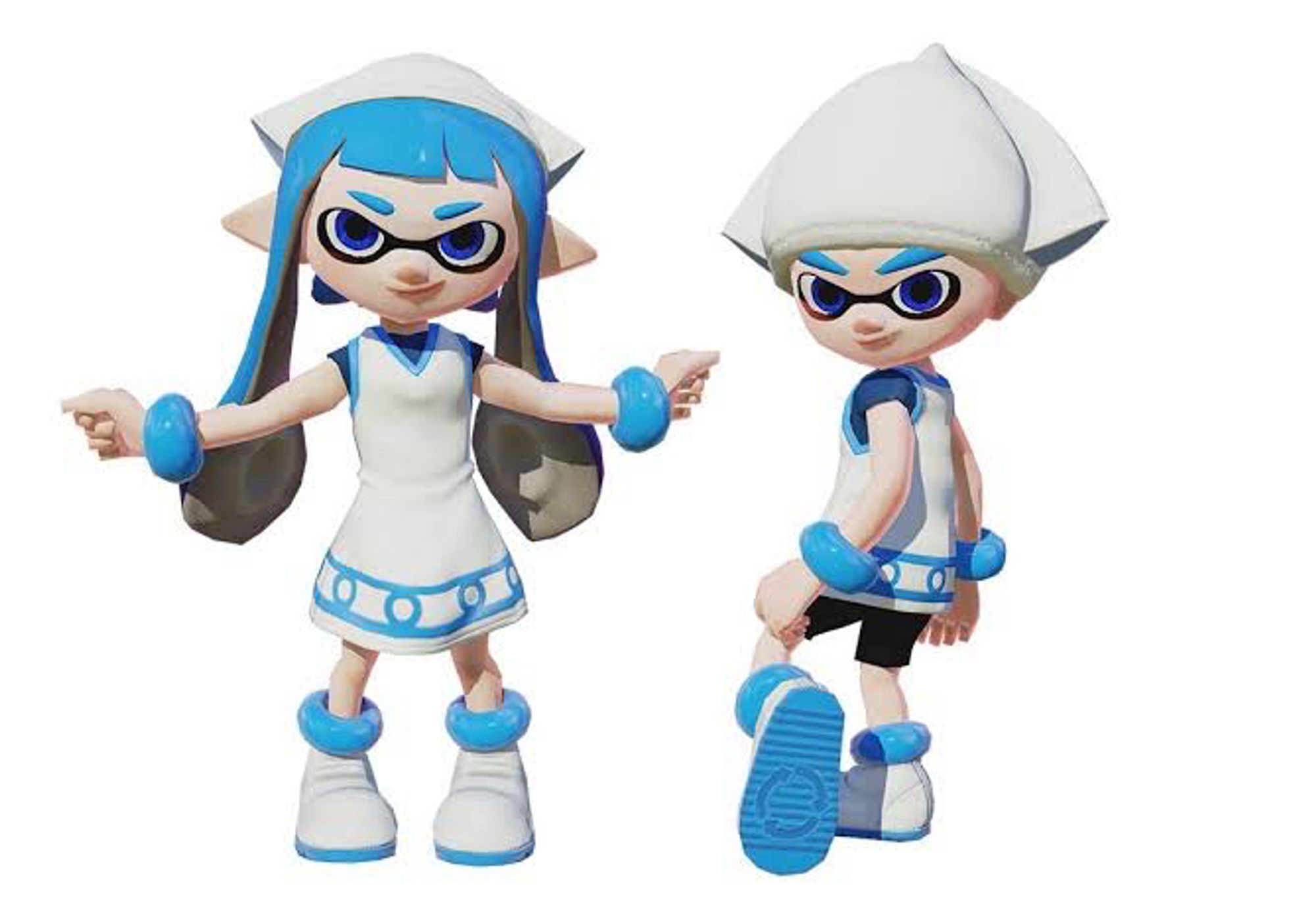 Personagens de Splatoon usando roupas inspiradas em Ika Musume