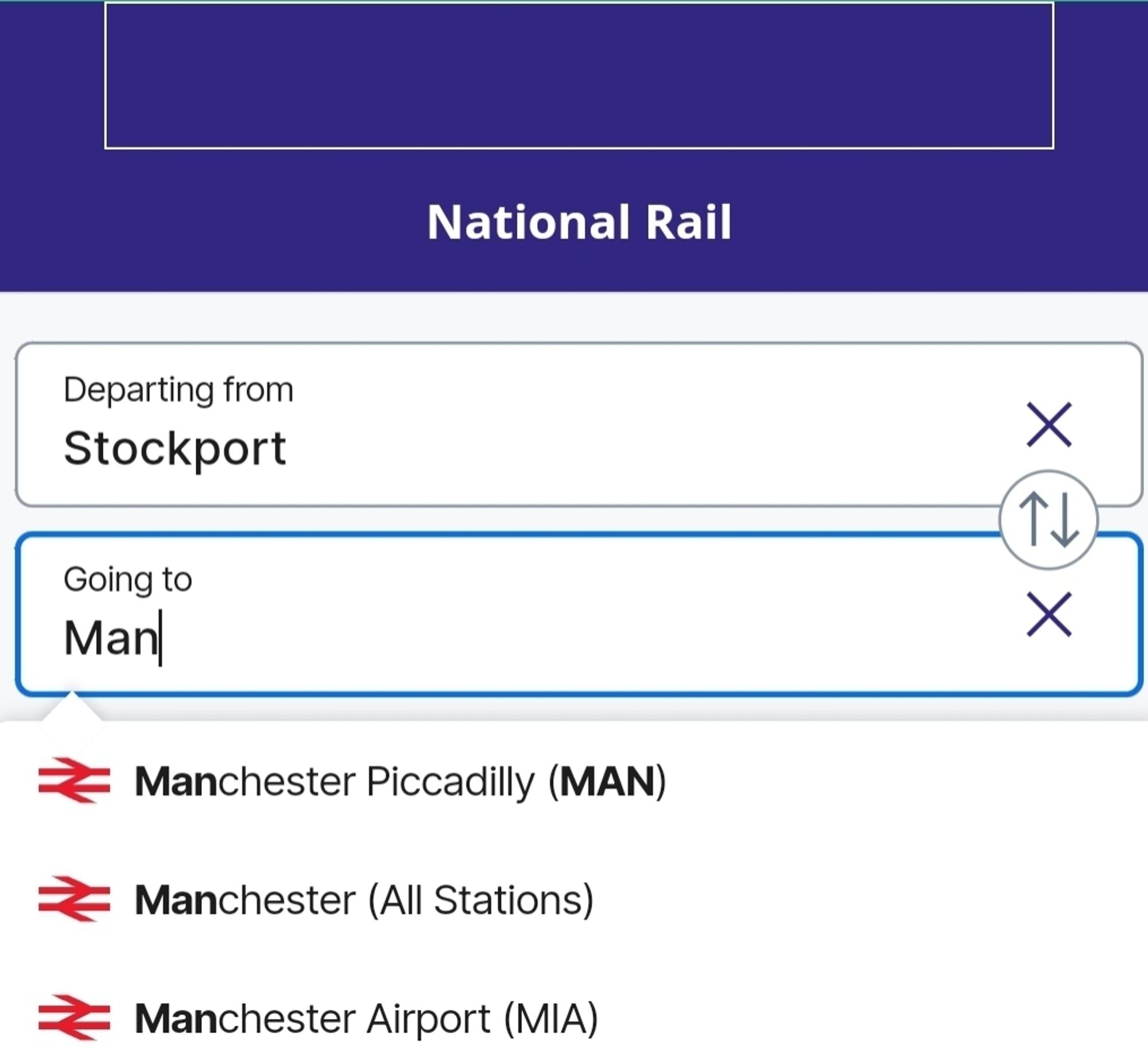 National rail screenshot