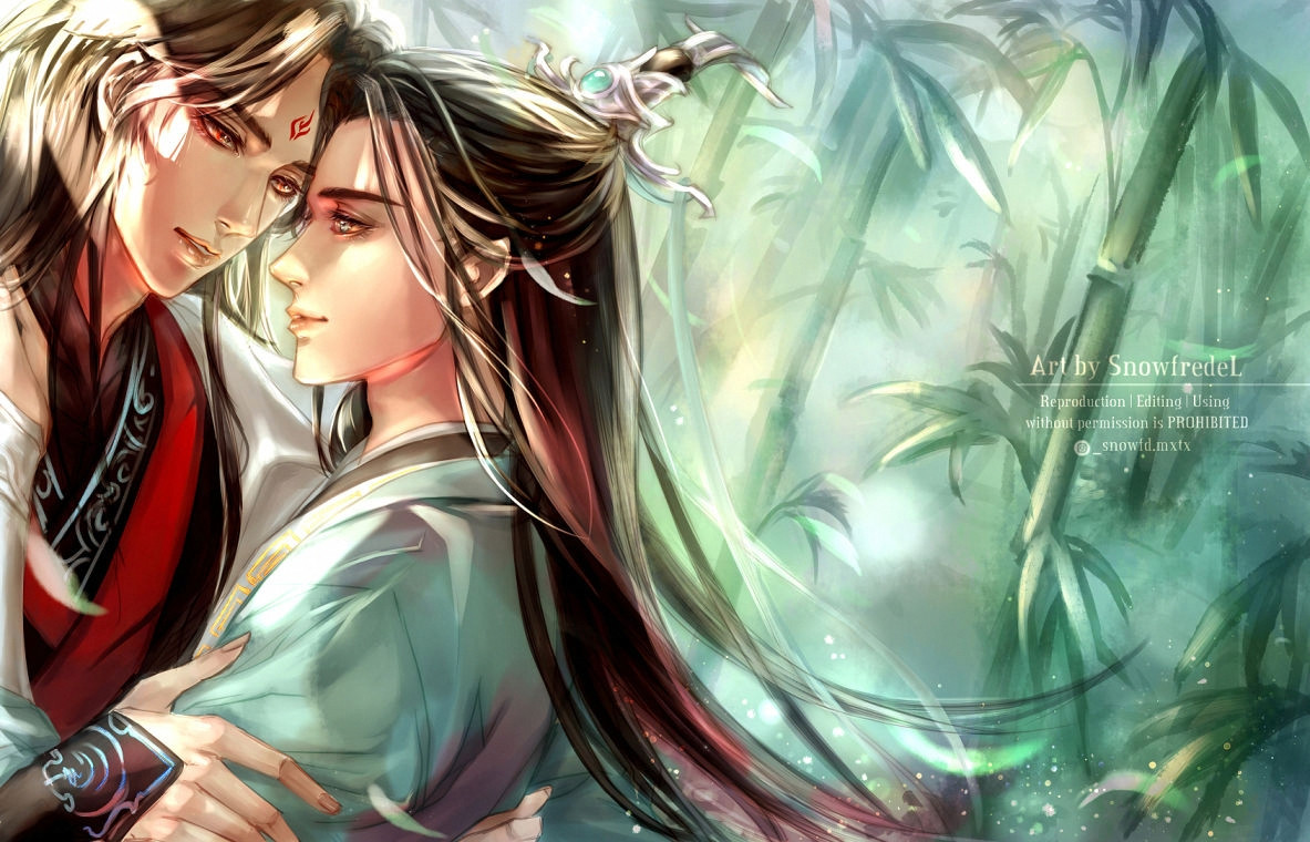 bingqiu luo binghe with shen qingqiu sqq illustration art fanart from chinese bl danmei novel SVSSS , Scum Villian's Self-Saving System