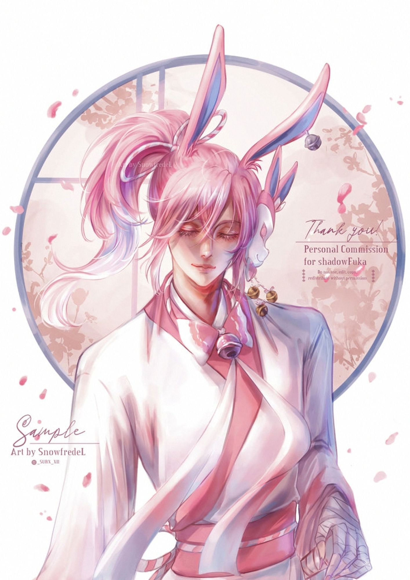 Gijinka Pokemon Commission art humanize pokemon of sylveon in pink color tone