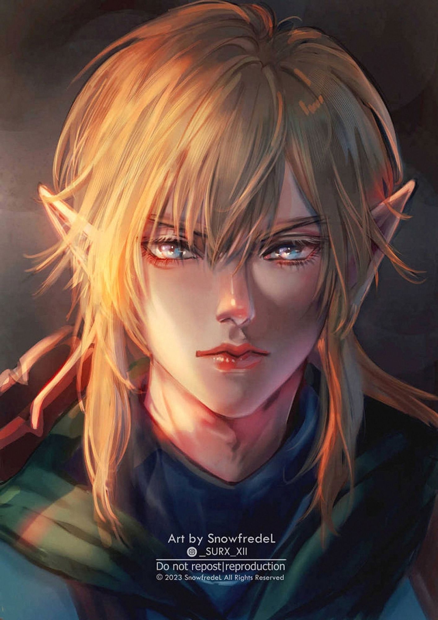 link fanart portrait illustration art from the legend of zelda